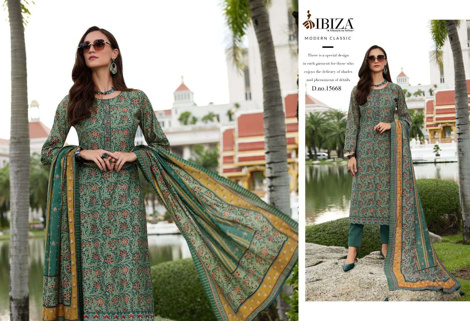  IBIZA AJRAKH STORY VISCOSE PRINT WITH EMBROIDERY WORK SUIT