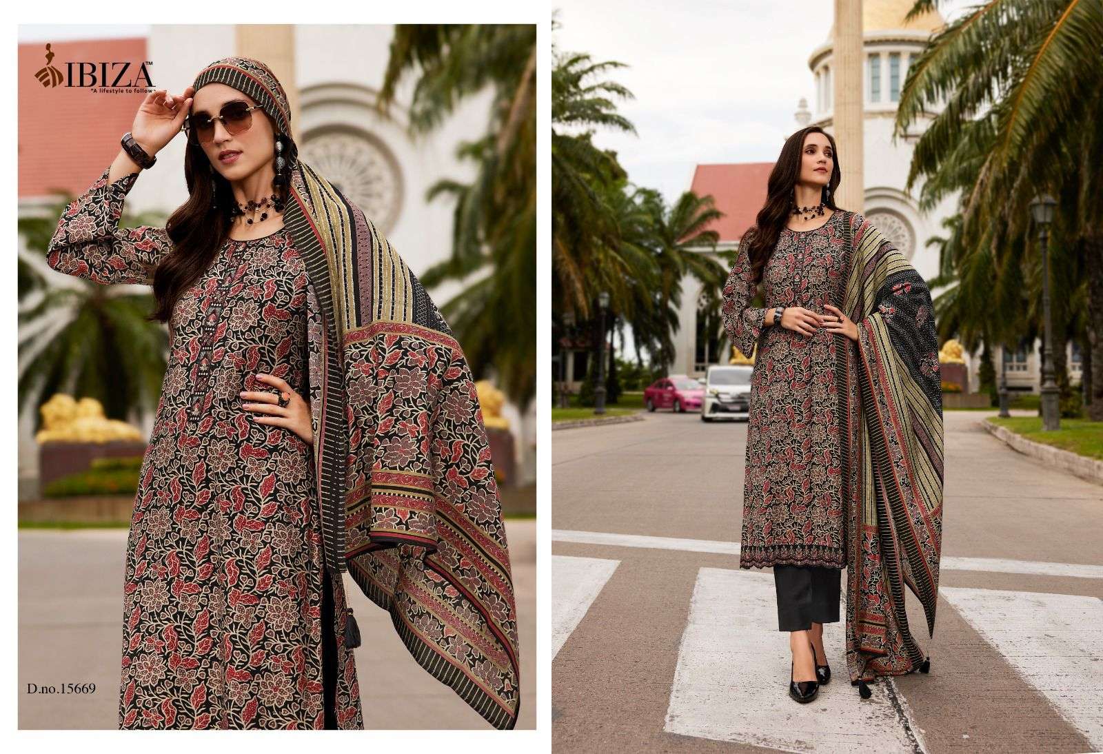  IBIZA AJRAKH STORY VISCOSE PRINT WITH EMBROIDERY WORK SUIT