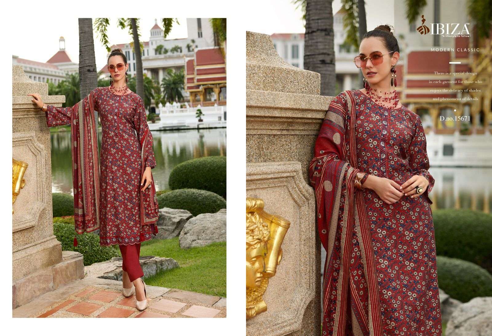  IBIZA AJRAKH STORY VISCOSE PRINT WITH EMBROIDERY WORK SUIT