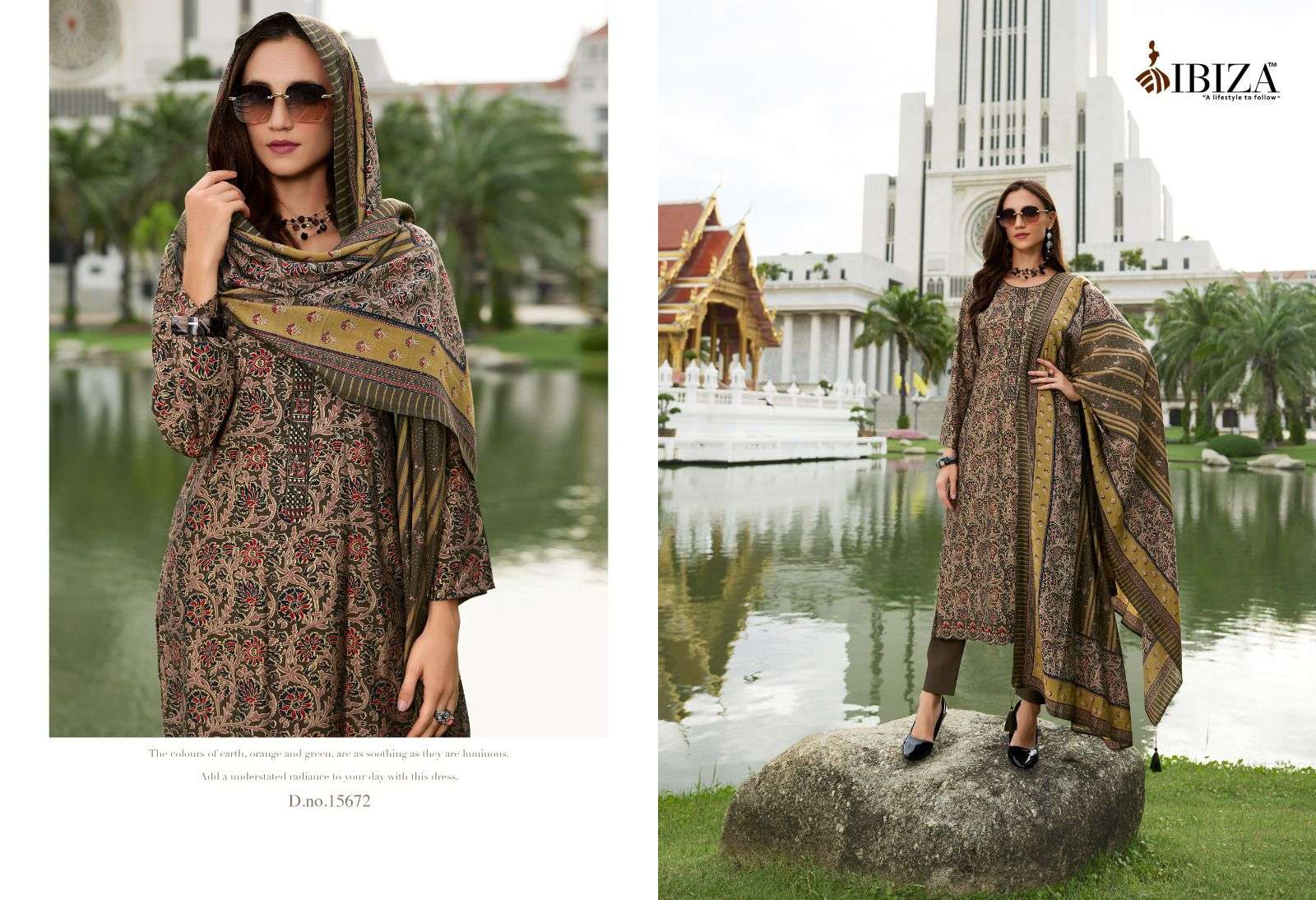 IBIZA AJRAKH STORY VISCOSE PRINT WITH EMBROIDERY WORK SUIT