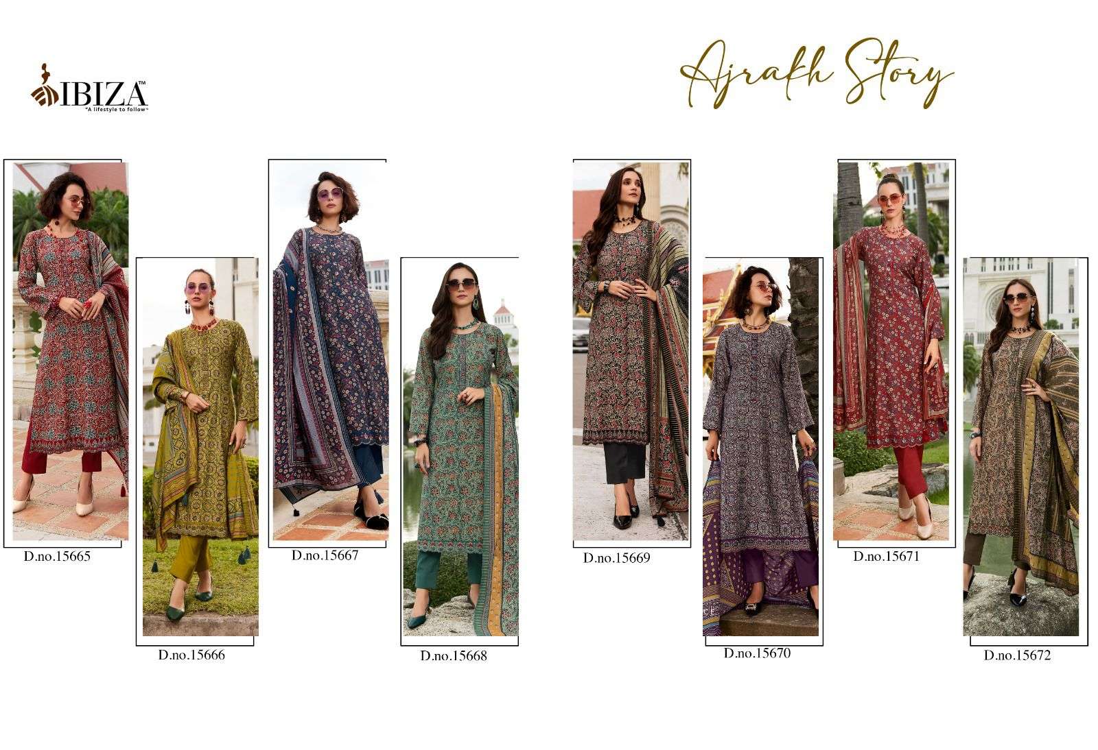 IBIZA AJRAKH STORY VISCOSE PRINT WITH EMBROIDERY WORK SUIT