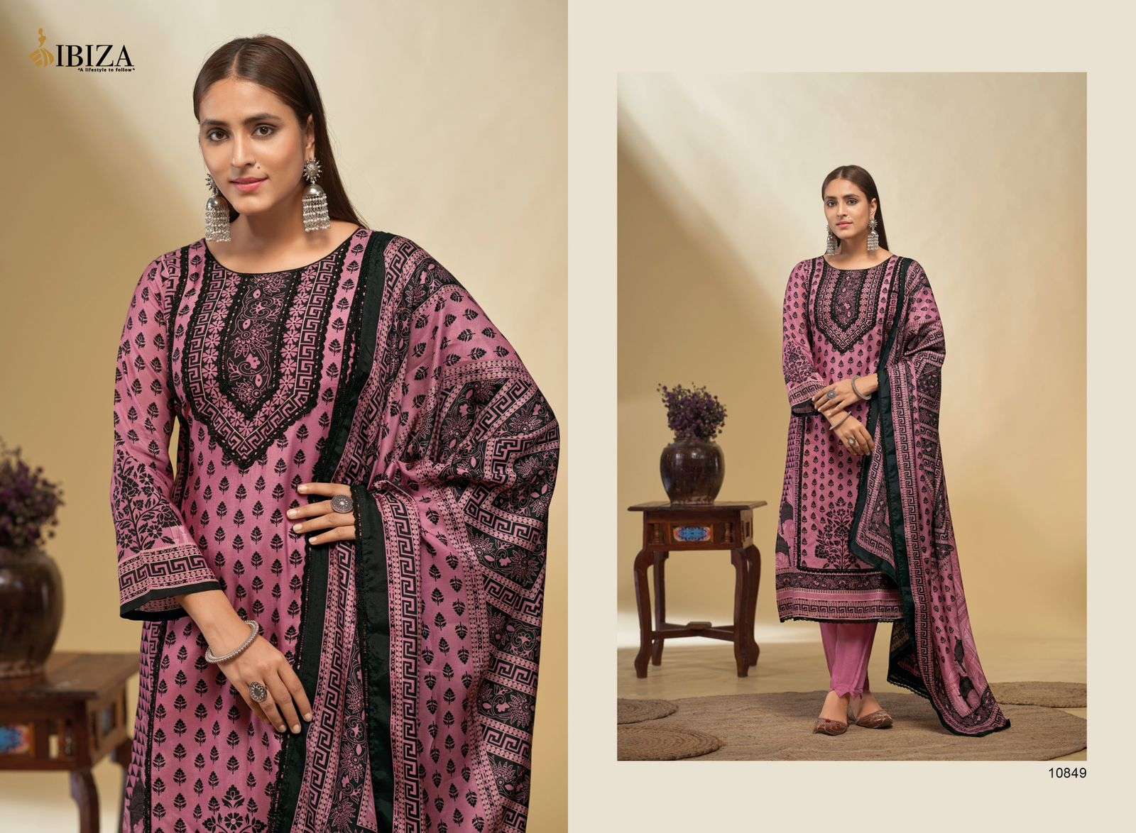 IBIZA RIYASAT VOL 7 MUSLIN DIGITAL PRINT WITH FANCY HAND WORK SUIT