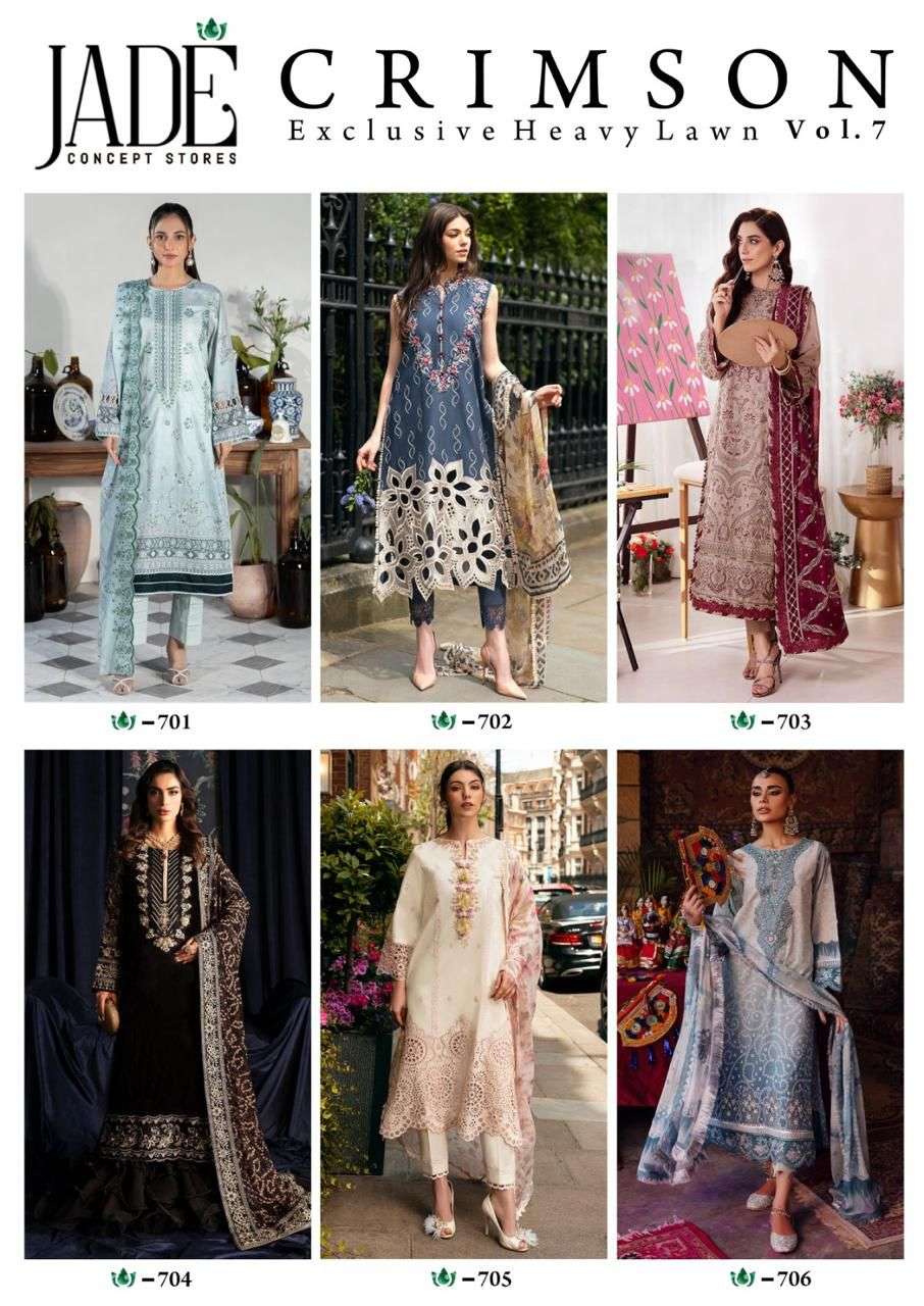 JADE CRIMSON EXCLUSIVE HEAVY LAWN COLLECTION VOL 7 DIGITAL PRINT SUIT 