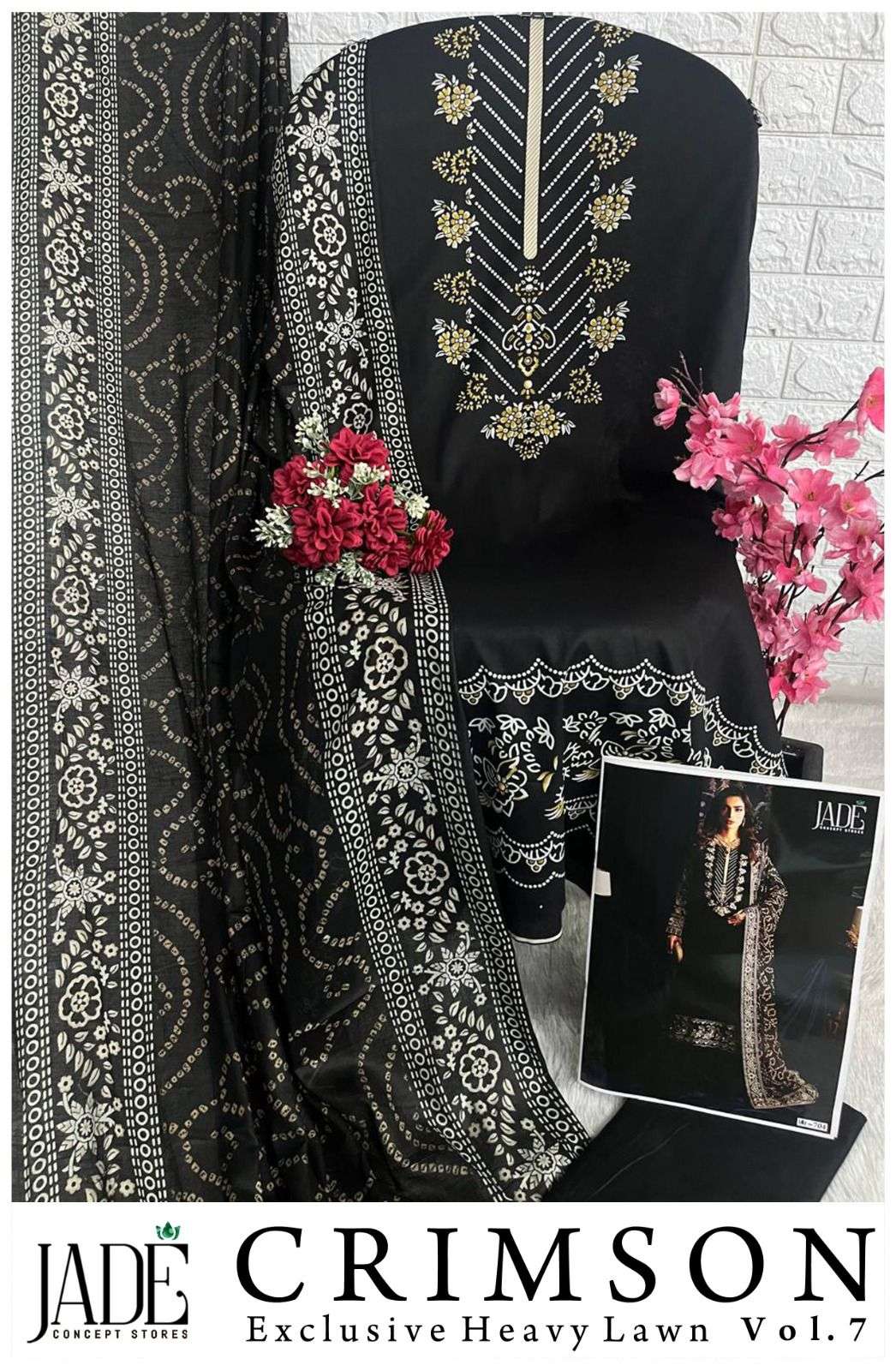 JADE CRIMSON EXCLUSIVE HEAVY LAWN COLLECTION VOL 7 DIGITAL PRINT SUIT 