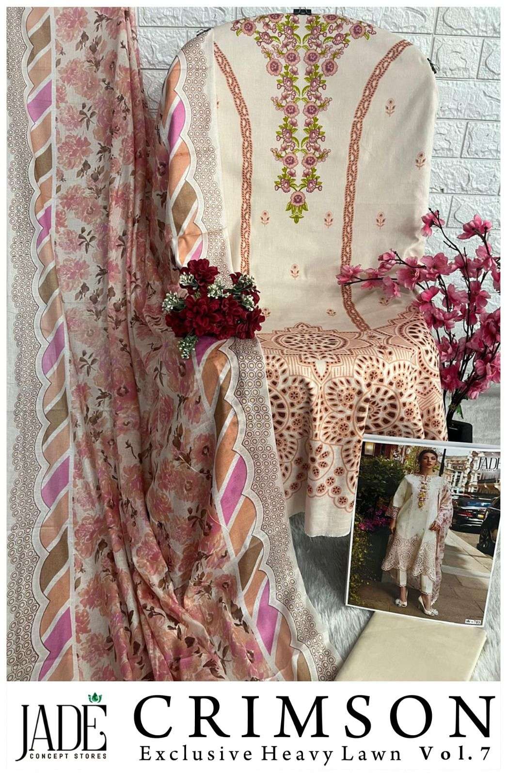 JADE CRIMSON EXCLUSIVE HEAVY LAWN COLLECTION VOL 7 DIGITAL PRINT SUIT 