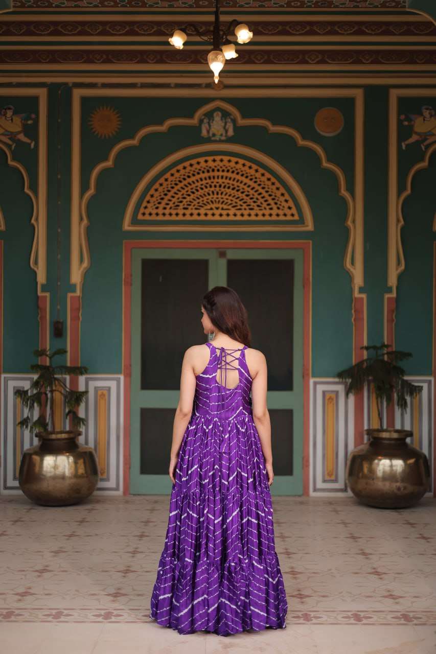 KA 1122 FANCY LEHERIYA PRINT FANCY NAVRATRI WEAR GOWN 