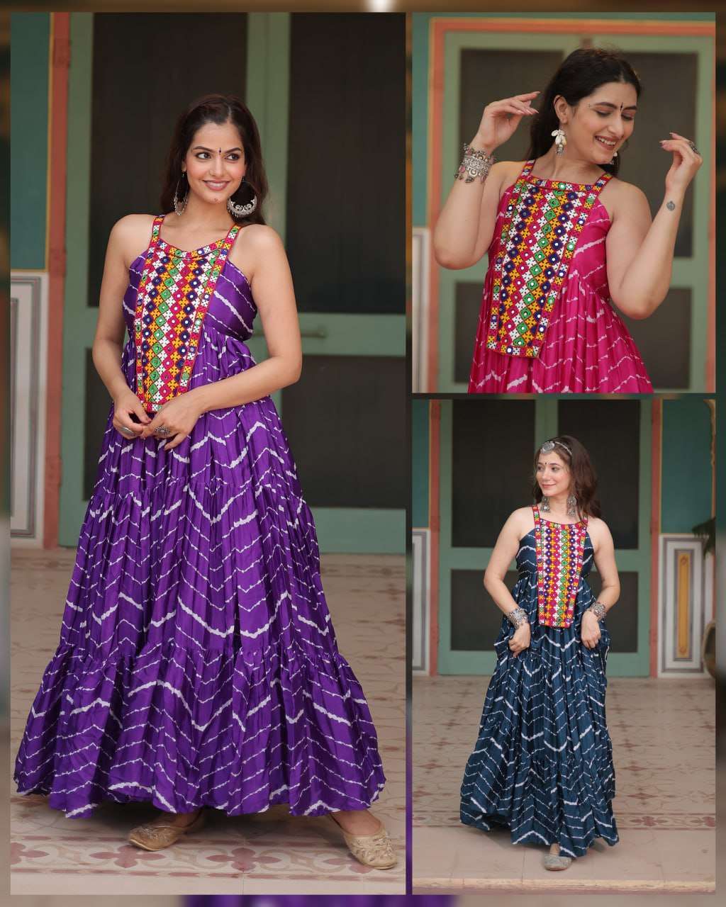 KA 1122 FANCY LEHERIYA PRINT FANCY NAVRATRI WEAR GOWN 