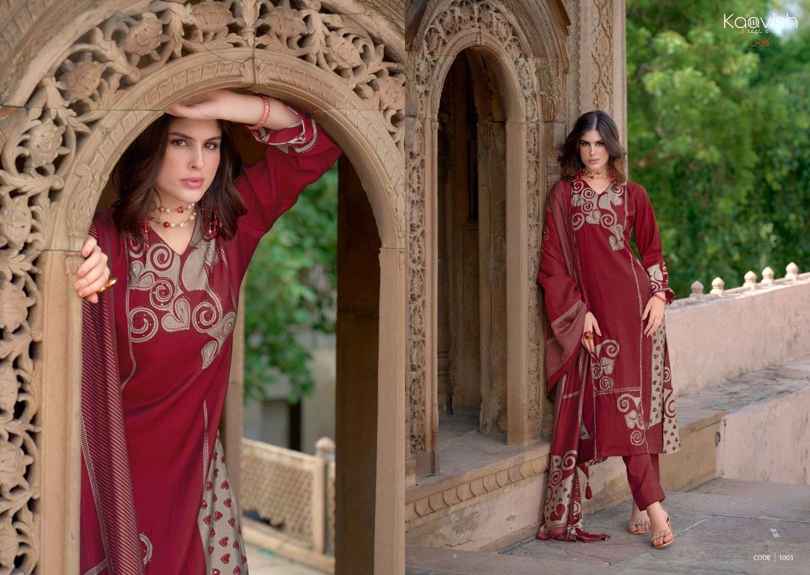 KAAVISH RAAG VISCOSE FANCY HAND WORK SUIT