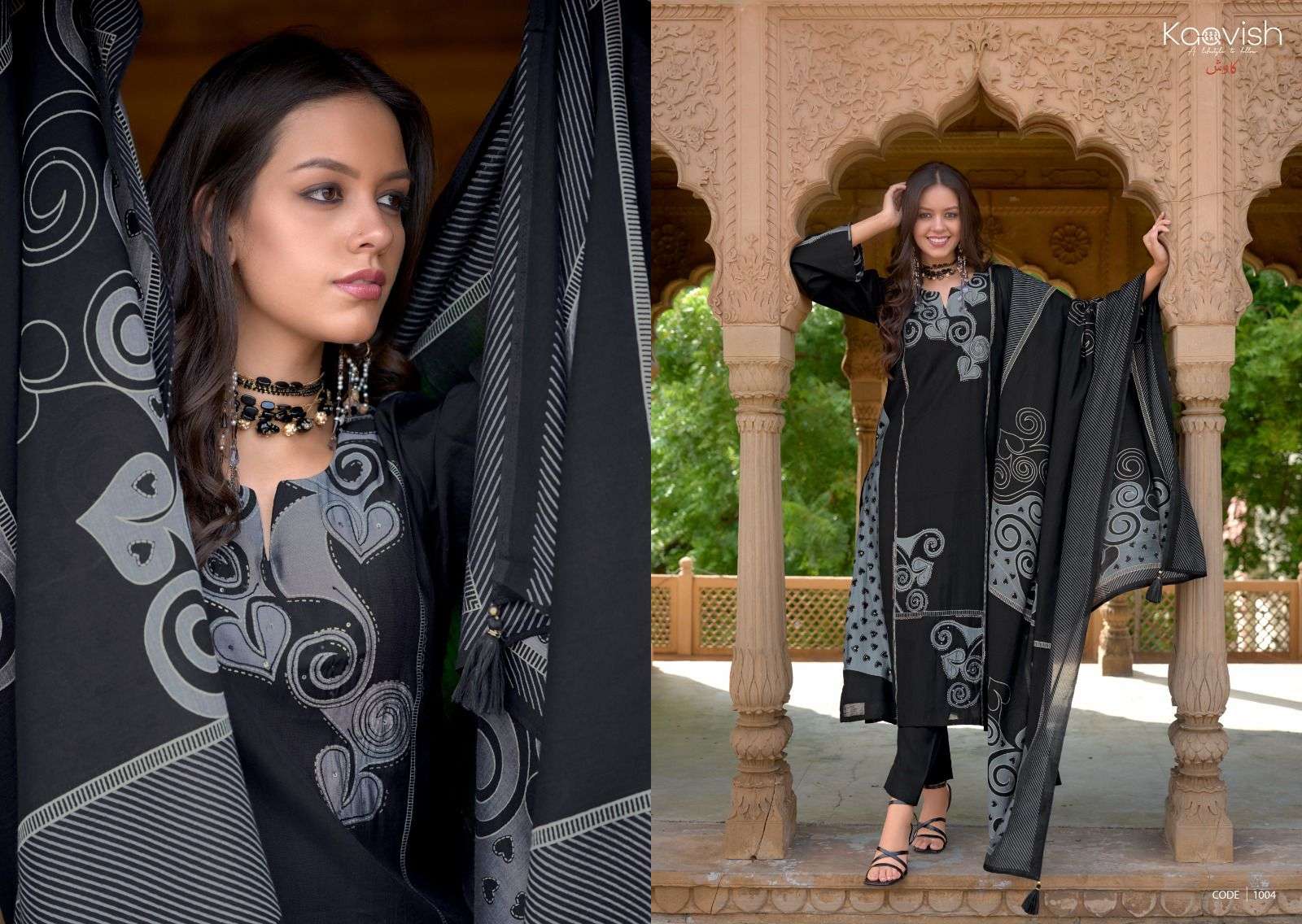 KAAVISH RAAG VISCOSE FANCY HAND WORK SUIT