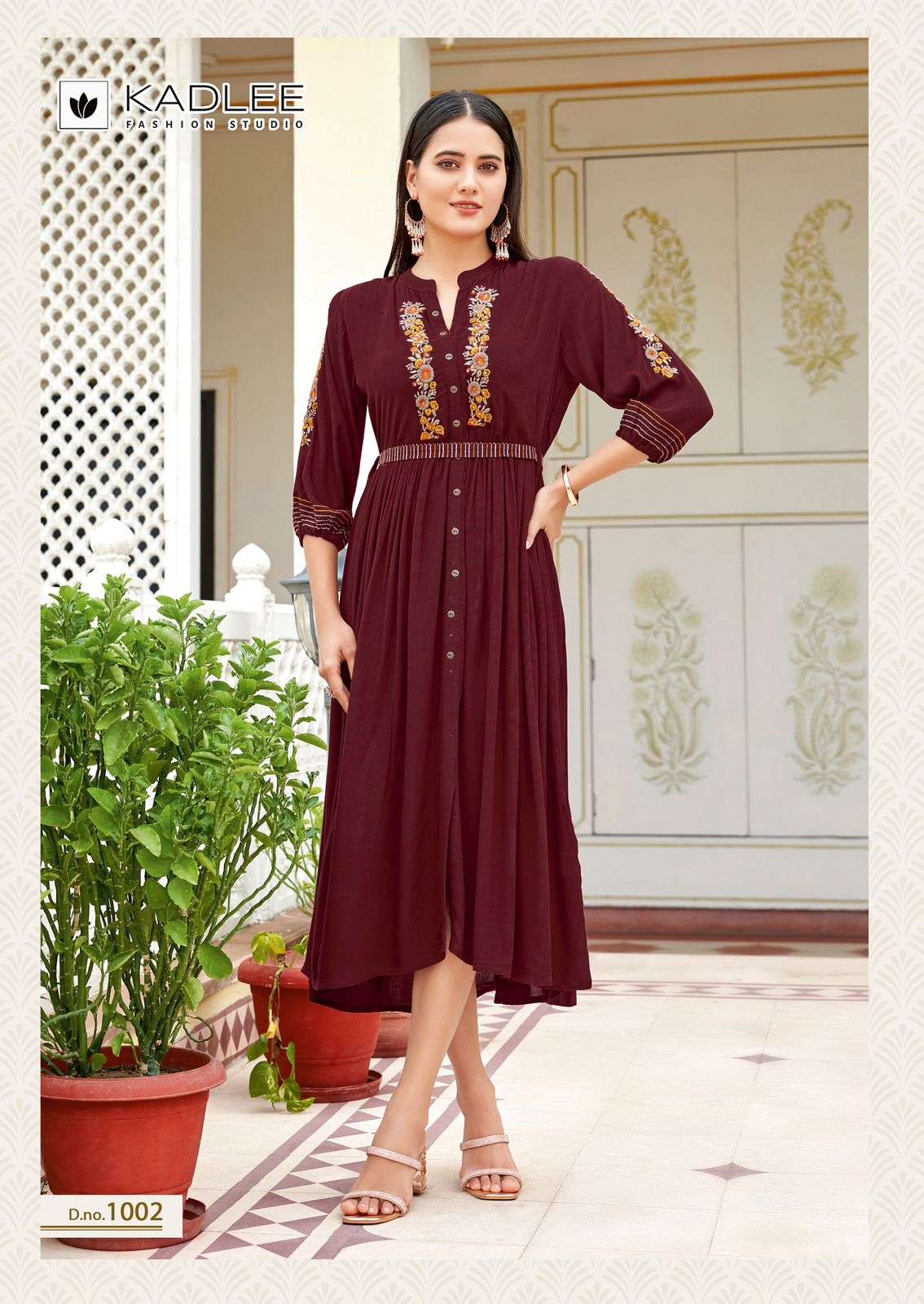 KADLEE FASHION AASHMIN RAYON FANCY WORK MIDI GOWN