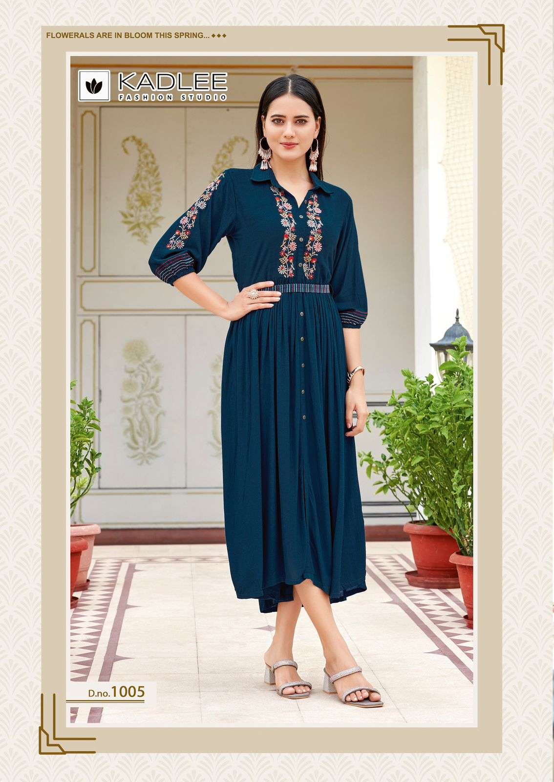 KADLEE FASHION AASHMIN RAYON FANCY WORK MIDI GOWN