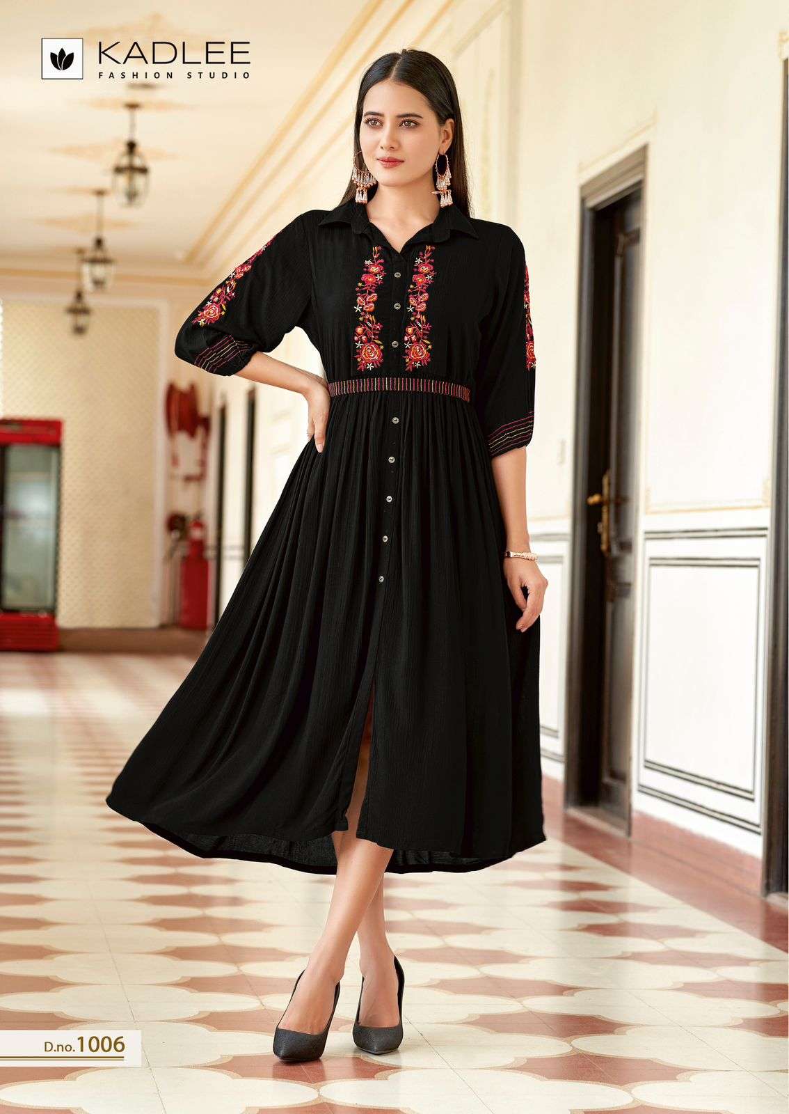 KADLEE FASHION AASHMIN RAYON FANCY WORK MIDI GOWN