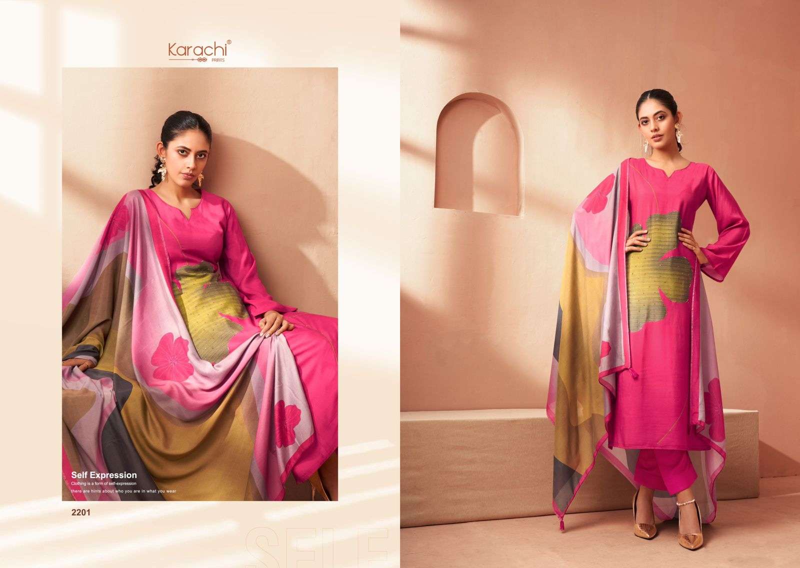 KARACHI PRINTS BLOSSOM MUSLIN DIGITAL PRINT WITH WORK SUIT