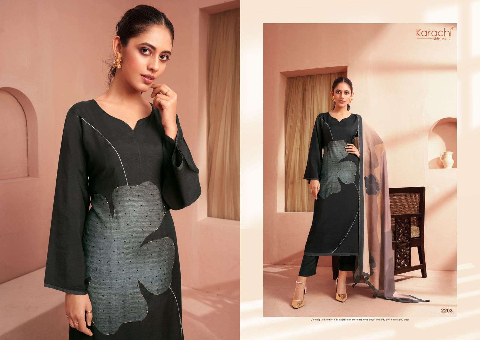 KARACHI PRINTS BLOSSOM MUSLIN DIGITAL PRINT WITH WORK SUIT