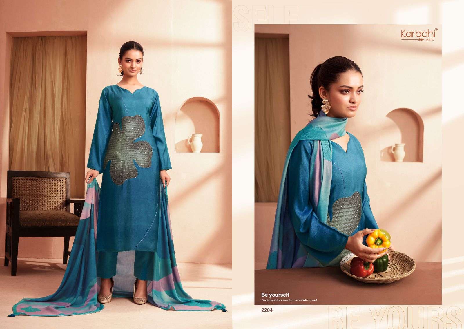 KARACHI PRINTS BLOSSOM MUSLIN DIGITAL PRINT WITH WORK SUIT