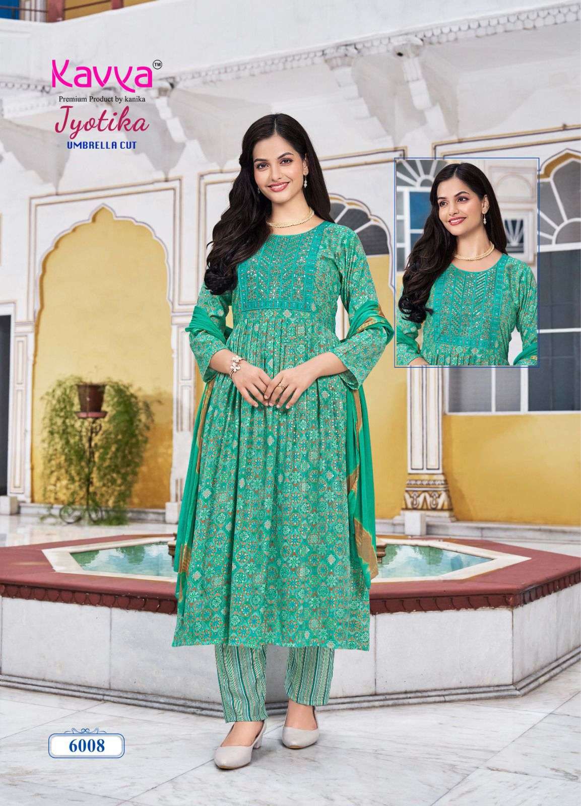 KAVYA JYOTIKA VOL 6 NAIRA CUT PATTERN KURTI COMBO SET 