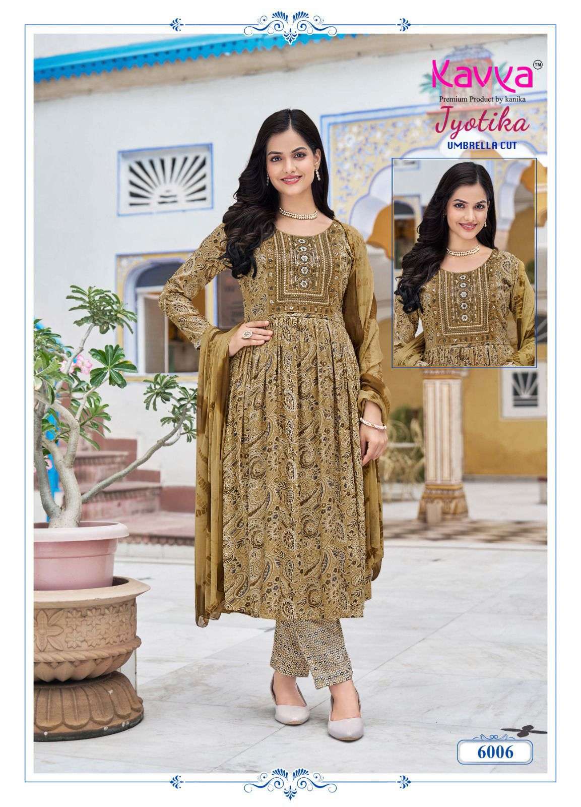 KAVYA JYOTIKA VOL 6 NAIRA CUT PATTERN KURTI COMBO SET 