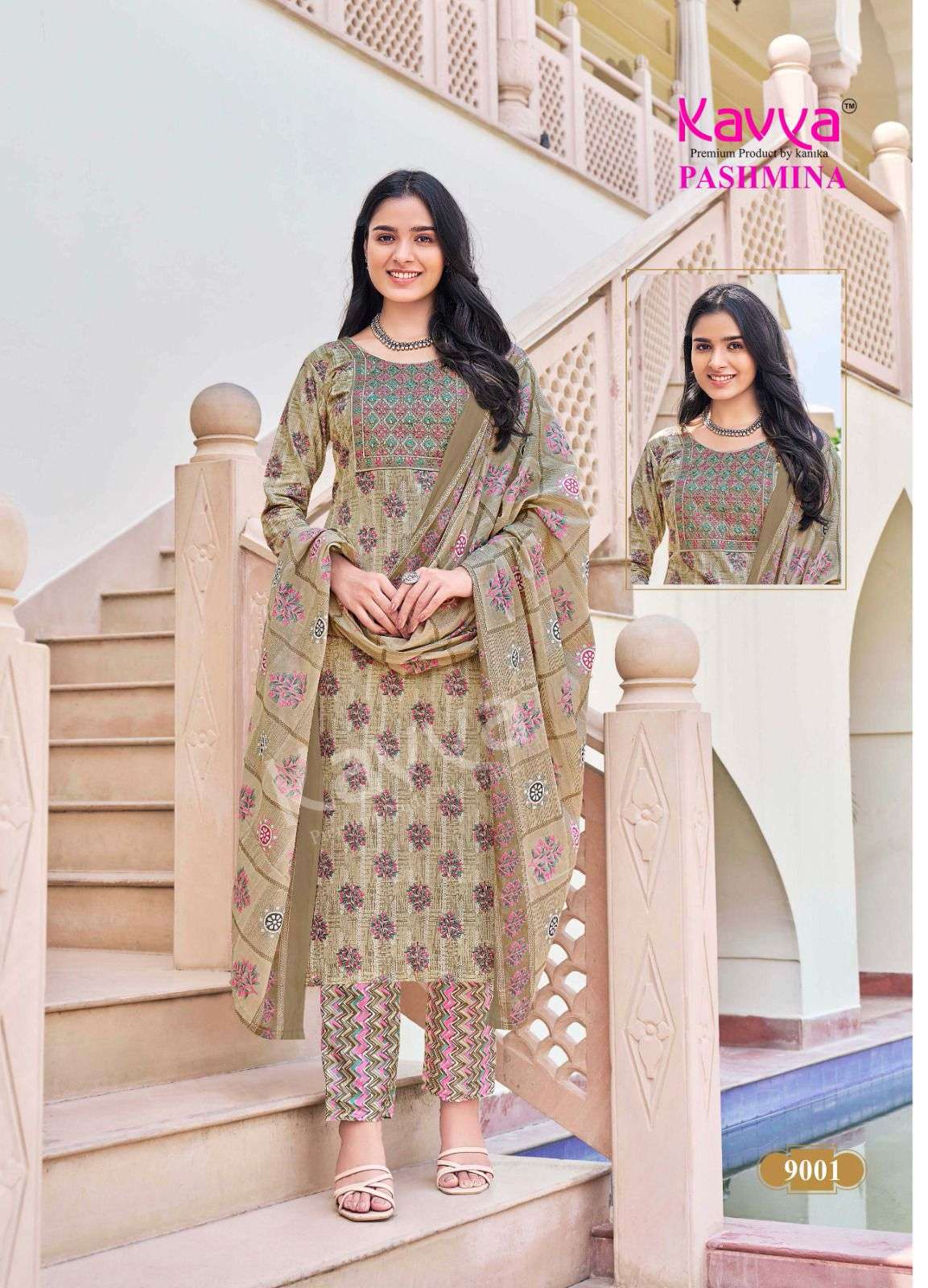 KAVYA PASHMINA VOL 9 COTTON PRINT KURTI COMBO SET 