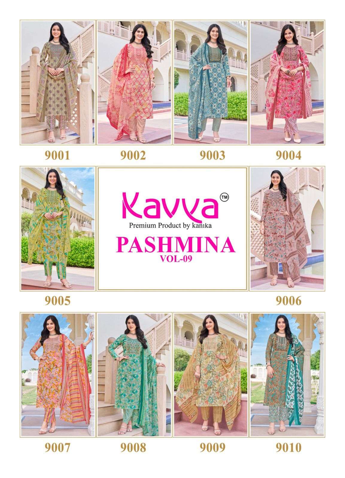 KAVYA PASHMINA VOL 9 COTTON PRINT KURTI COMBO SET 