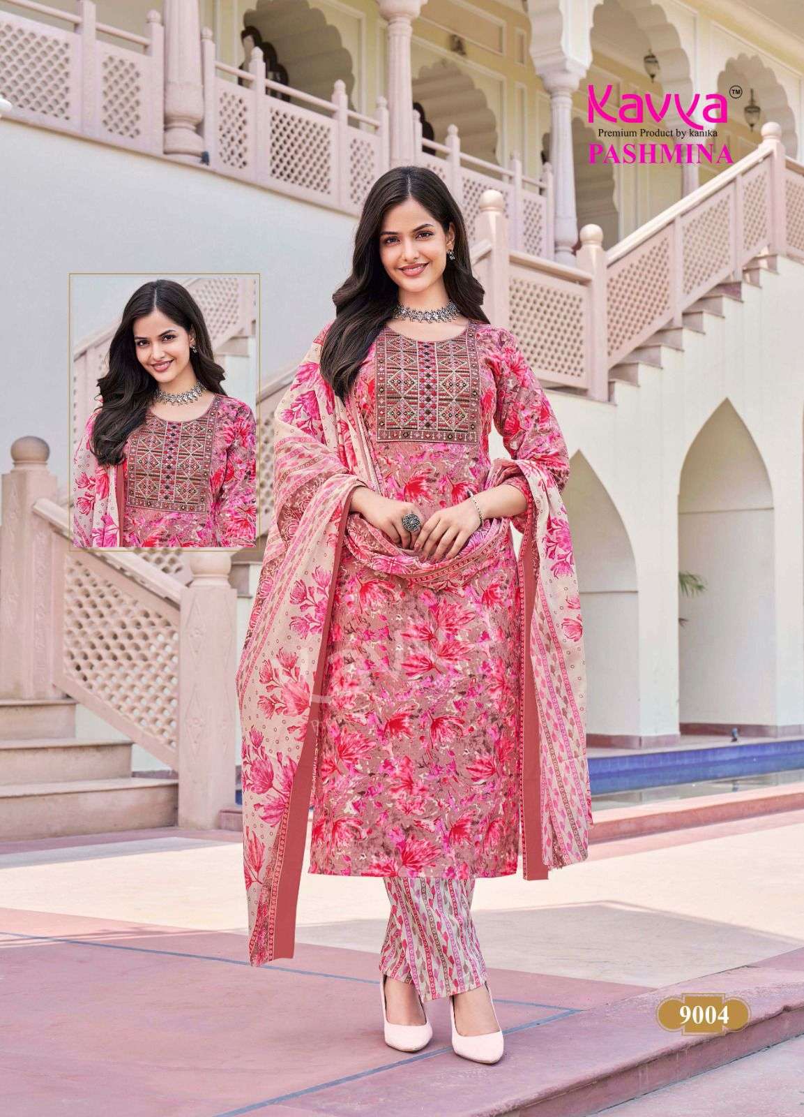 KAVYA PASHMINA VOL 9 COTTON PRINT KURTI COMBO SET 