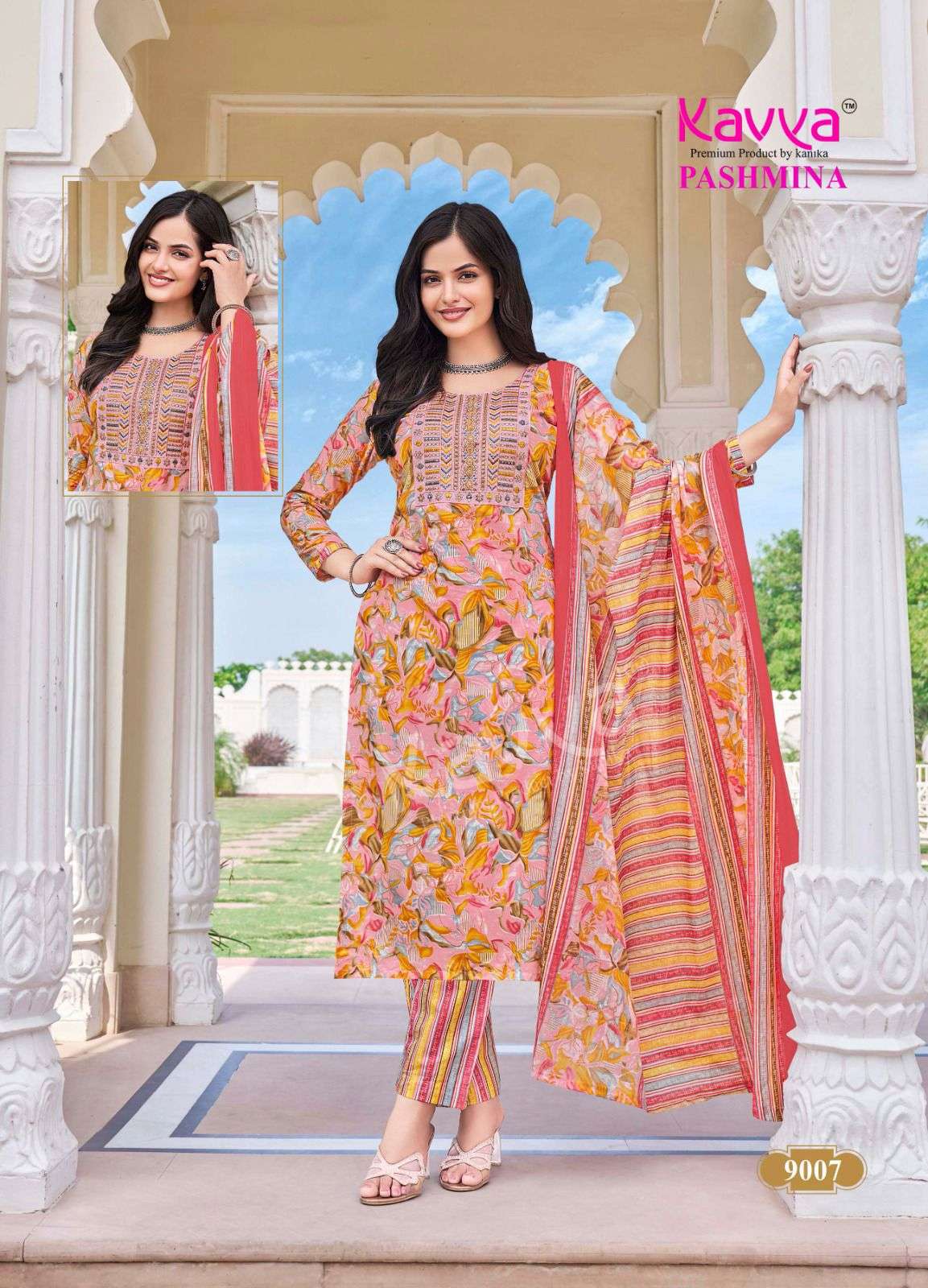 KAVYA PASHMINA VOL 9 COTTON PRINT KURTI COMBO SET 
