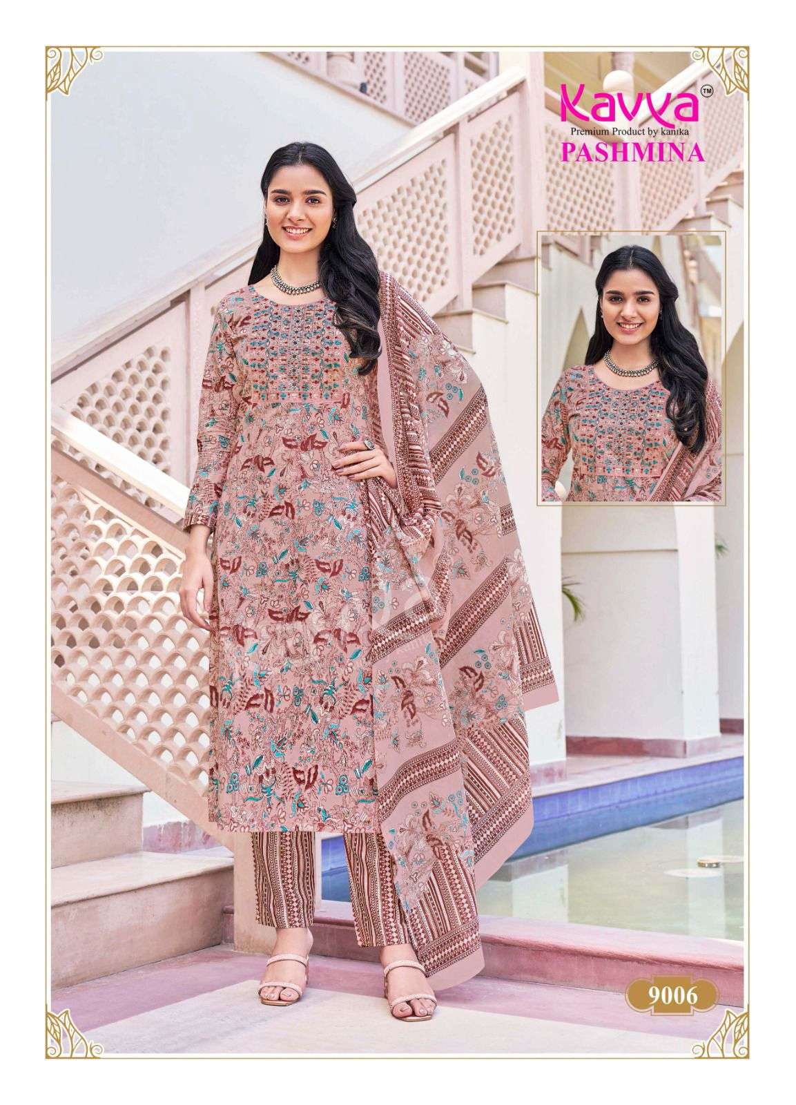 KAVYA PASHMINA VOL 9 COTTON PRINT KURTI COMBO SET 