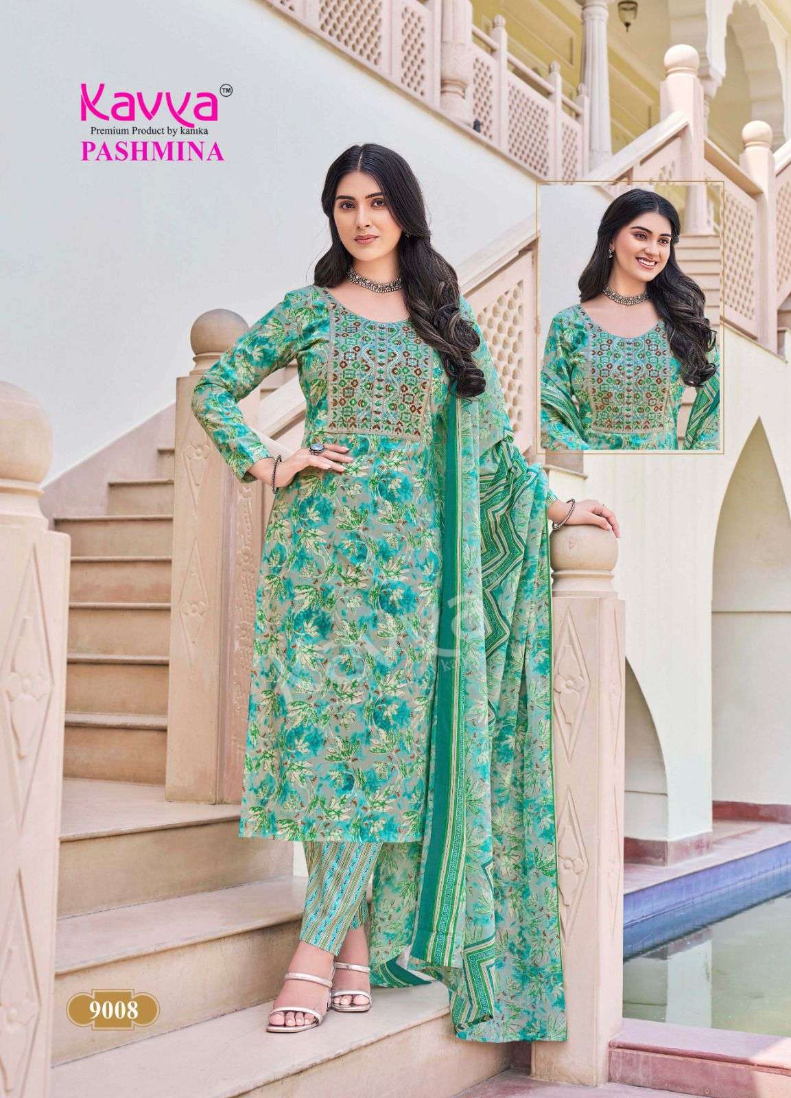 KAVYA PASHMINA VOL 9 COTTON PRINT KURTI COMBO SET 