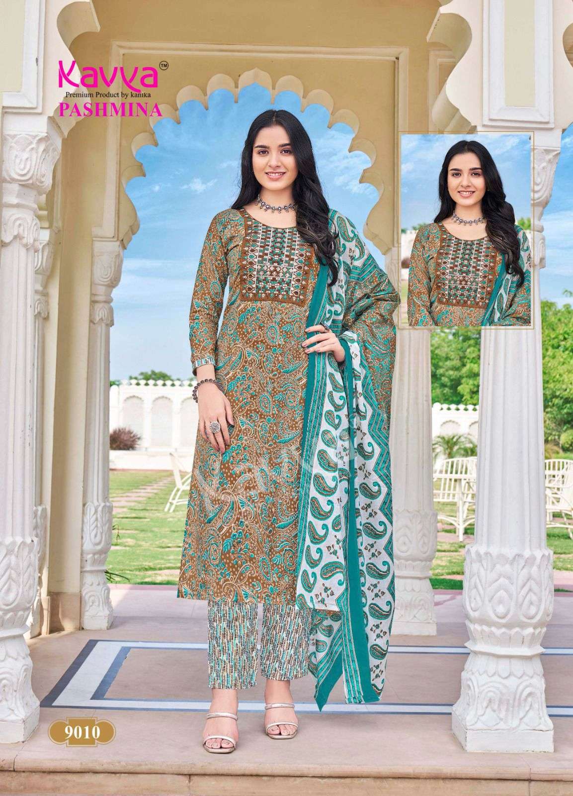 KAVYA PASHMINA VOL 9 COTTON PRINT KURTI COMBO SET 