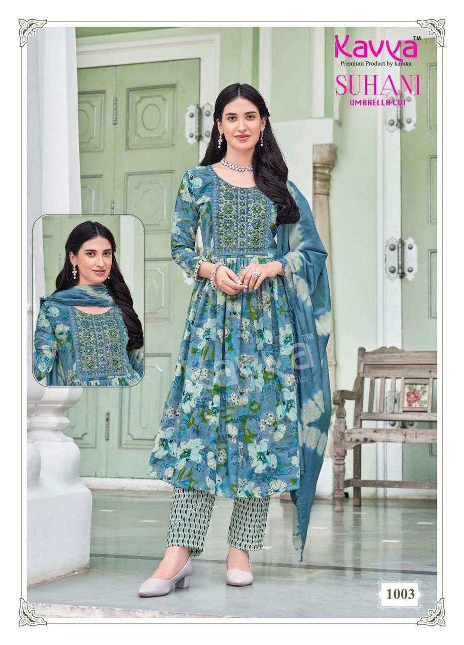 KAVYA SUHANI VOL 1 UMBRELLA CUT PATTERN KURTI COMBO SET 