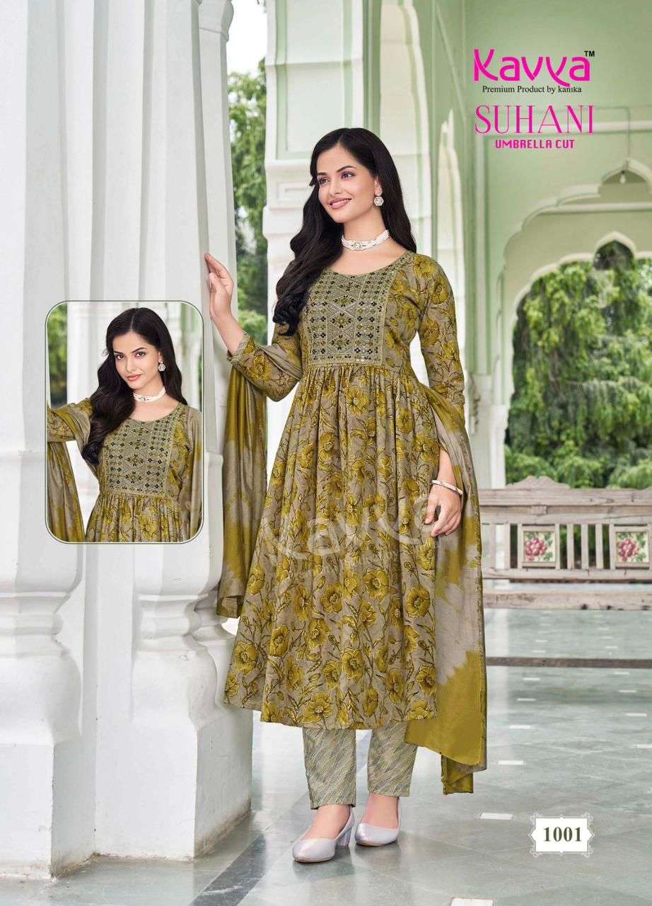 KAVYA SUHANI VOL 1 UMBRELLA CUT PATTERN KURTI COMBO SET 