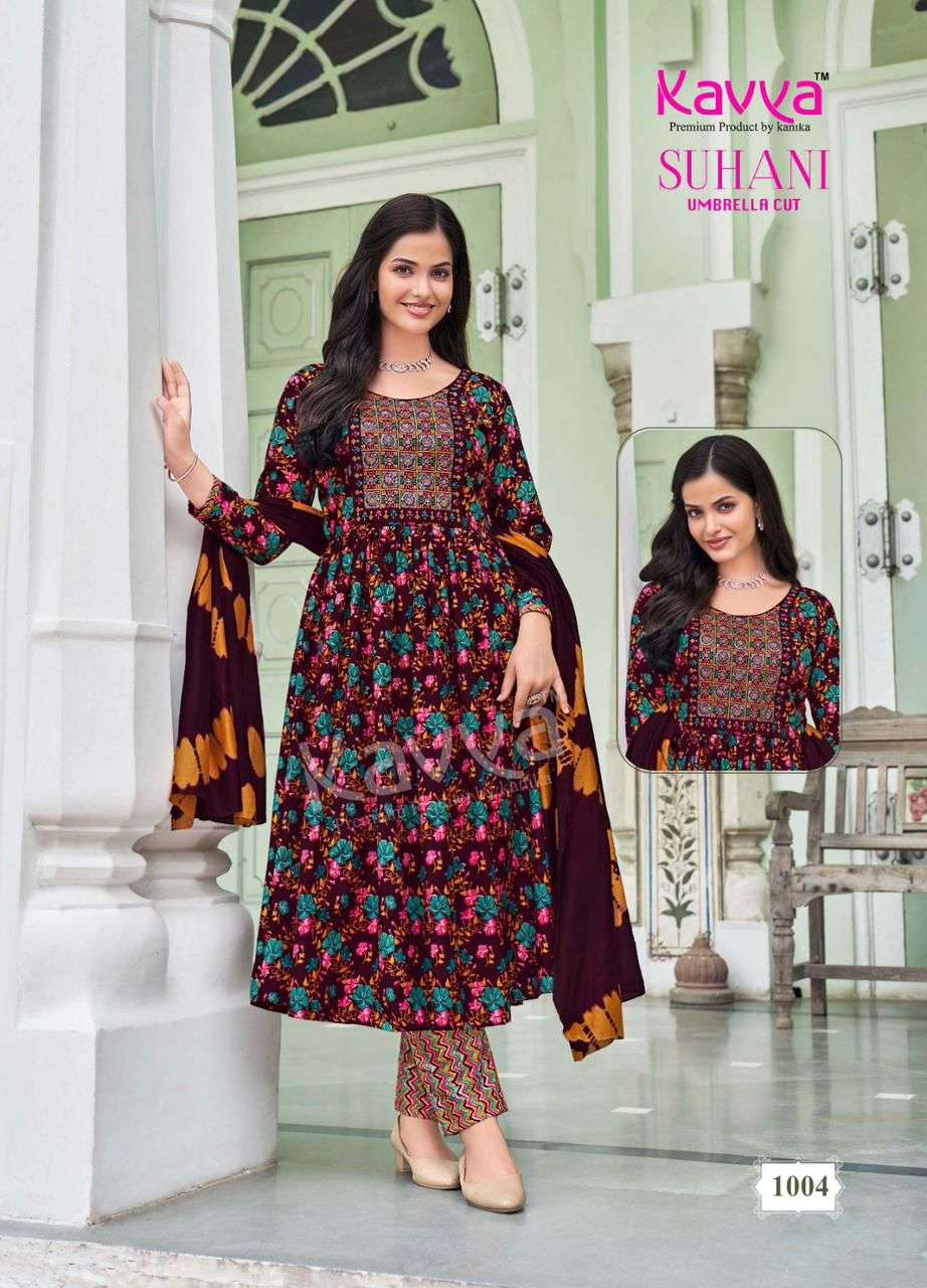 KAVYA SUHANI VOL 1 UMBRELLA CUT PATTERN KURTI COMBO SET 