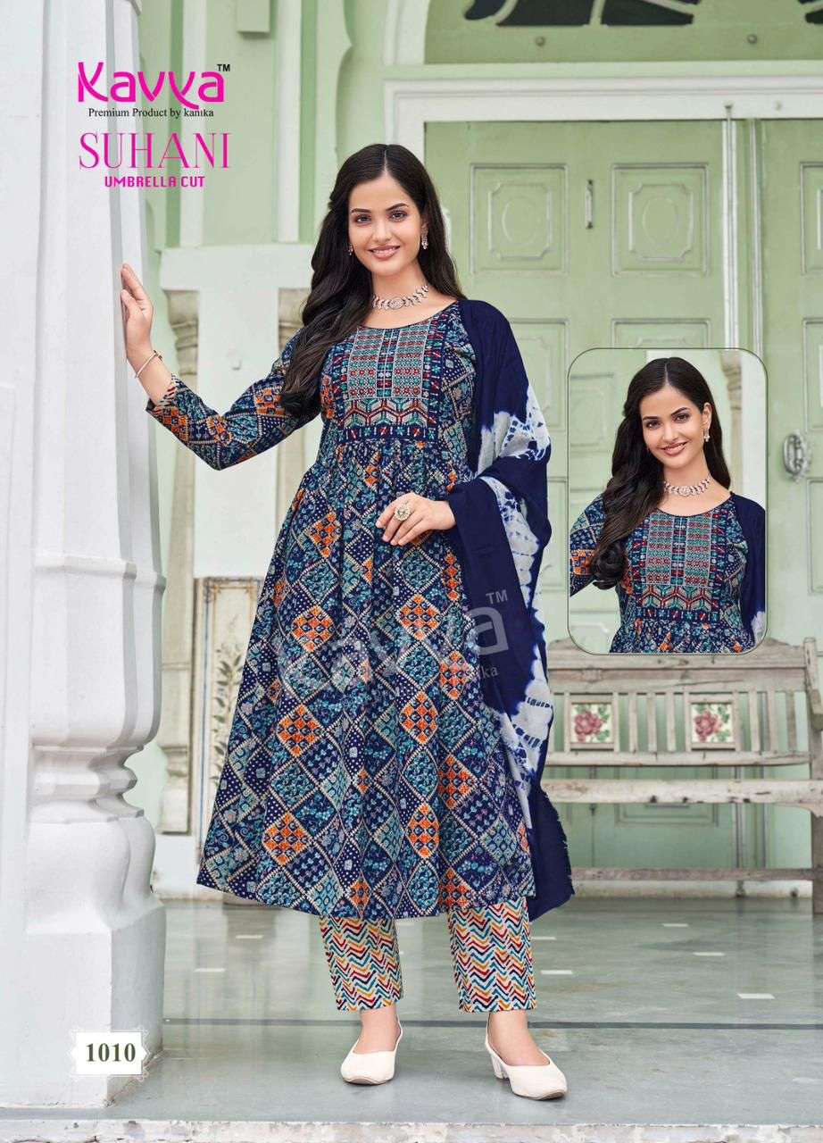KAVYA SUHANI VOL 1 UMBRELLA CUT PATTERN KURTI COMBO SET 