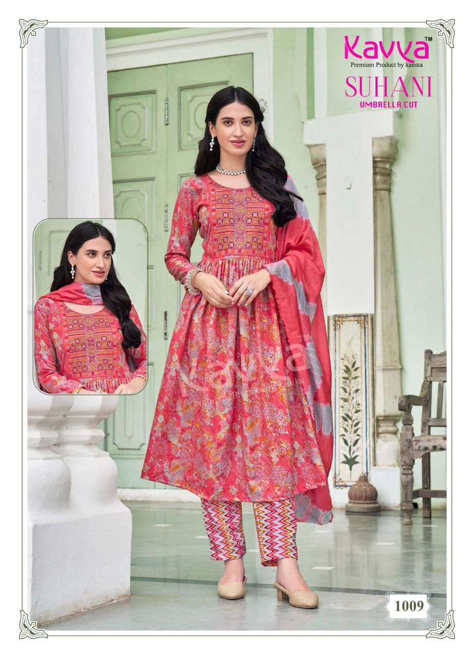 KAVYA SUHANI VOL 1 UMBRELLA CUT PATTERN KURTI COMBO SET 