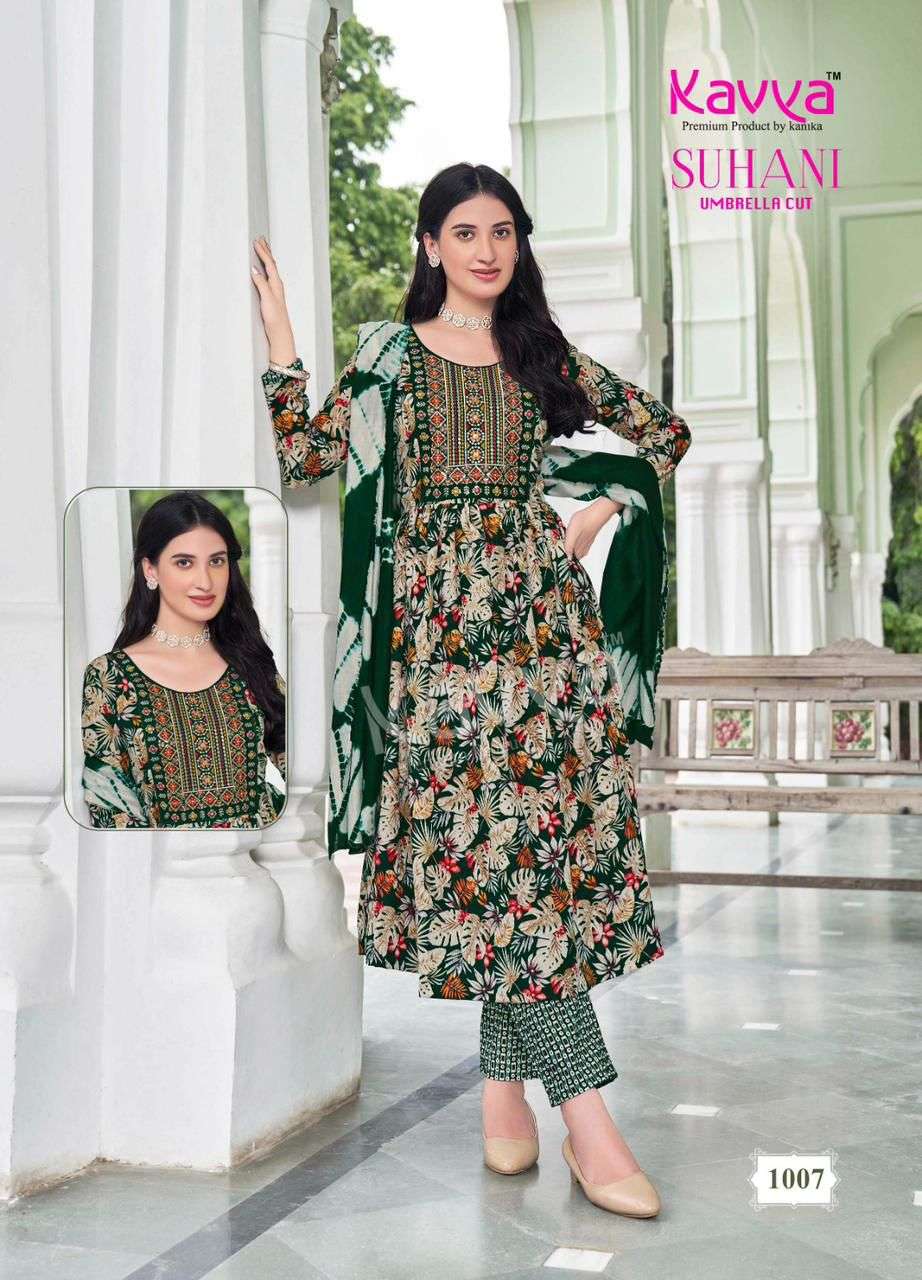 KAVYA SUHANI VOL 1 UMBRELLA CUT PATTERN KURTI COMBO SET 