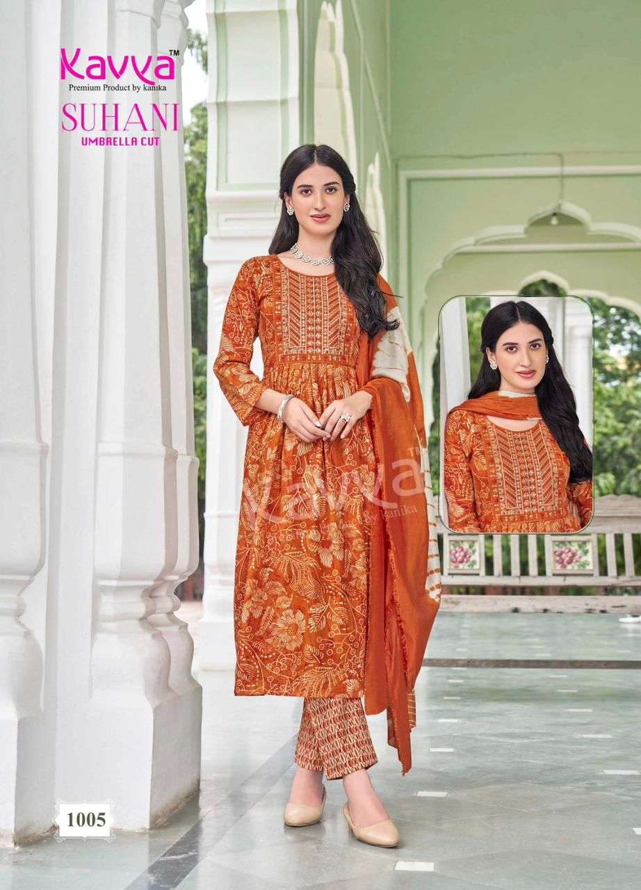 KAVYA SUHANI VOL 1 UMBRELLA CUT PATTERN KURTI COMBO SET 