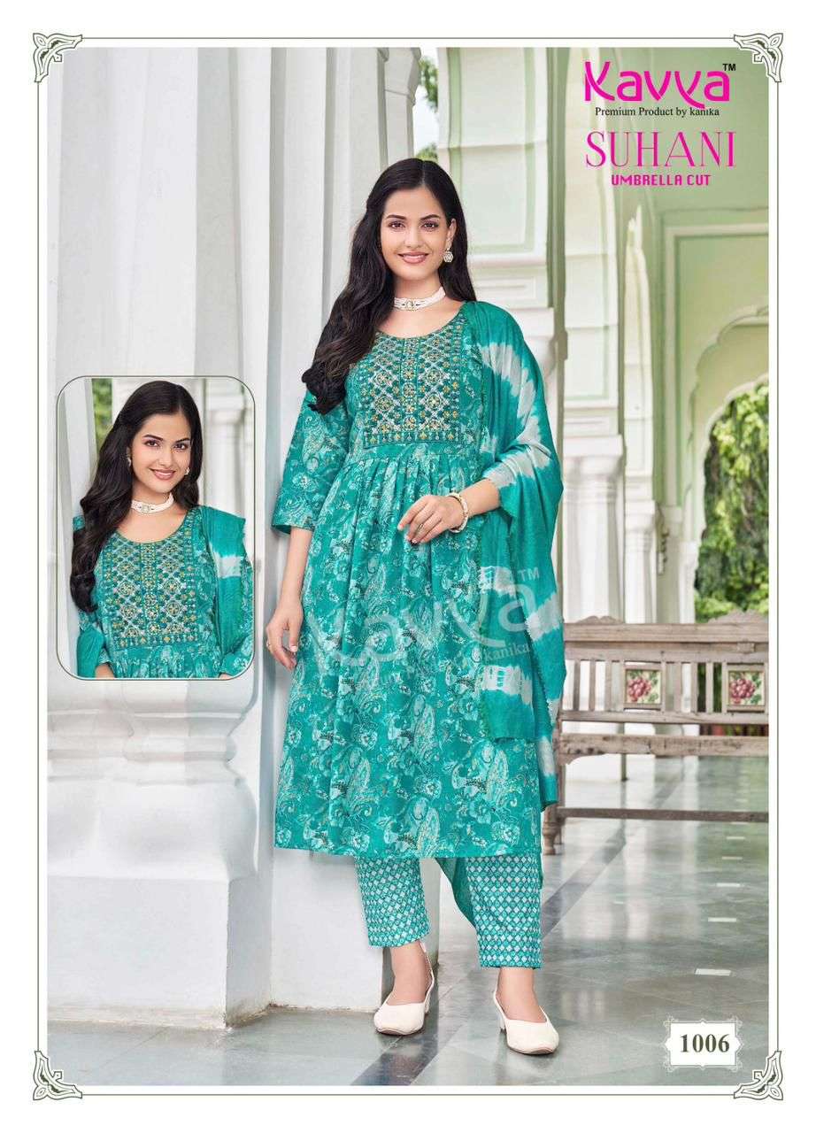 KAVYA SUHANI VOL 1 UMBRELLA CUT PATTERN KURTI COMBO SET 