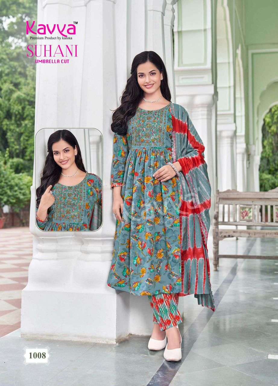 KAVYA SUHANI VOL 1 UMBRELLA CUT PATTERN KURTI COMBO SET 