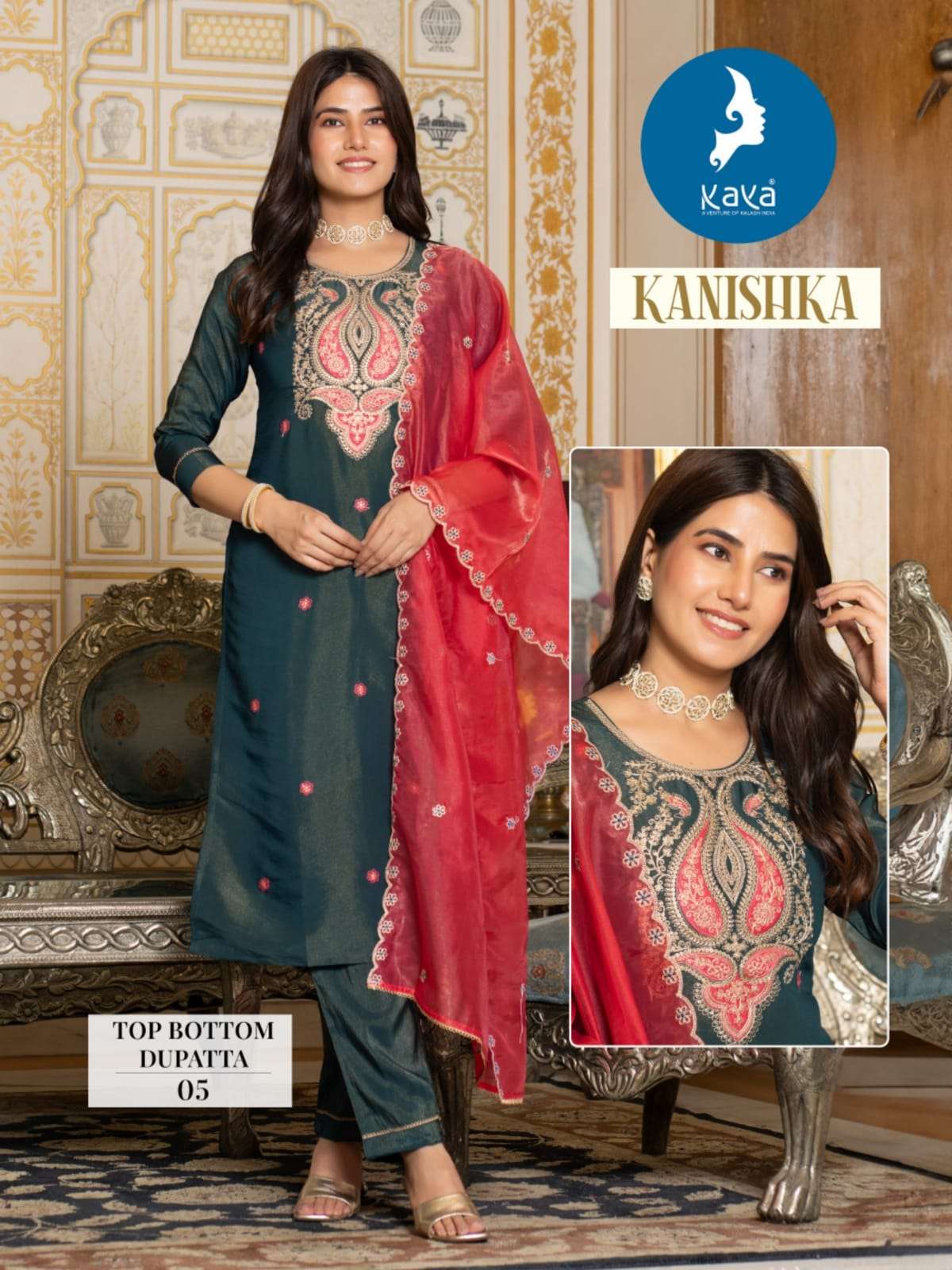 KAYA KANISHKA FANCY STRAIGHT CUT KURTI COMO SET 
