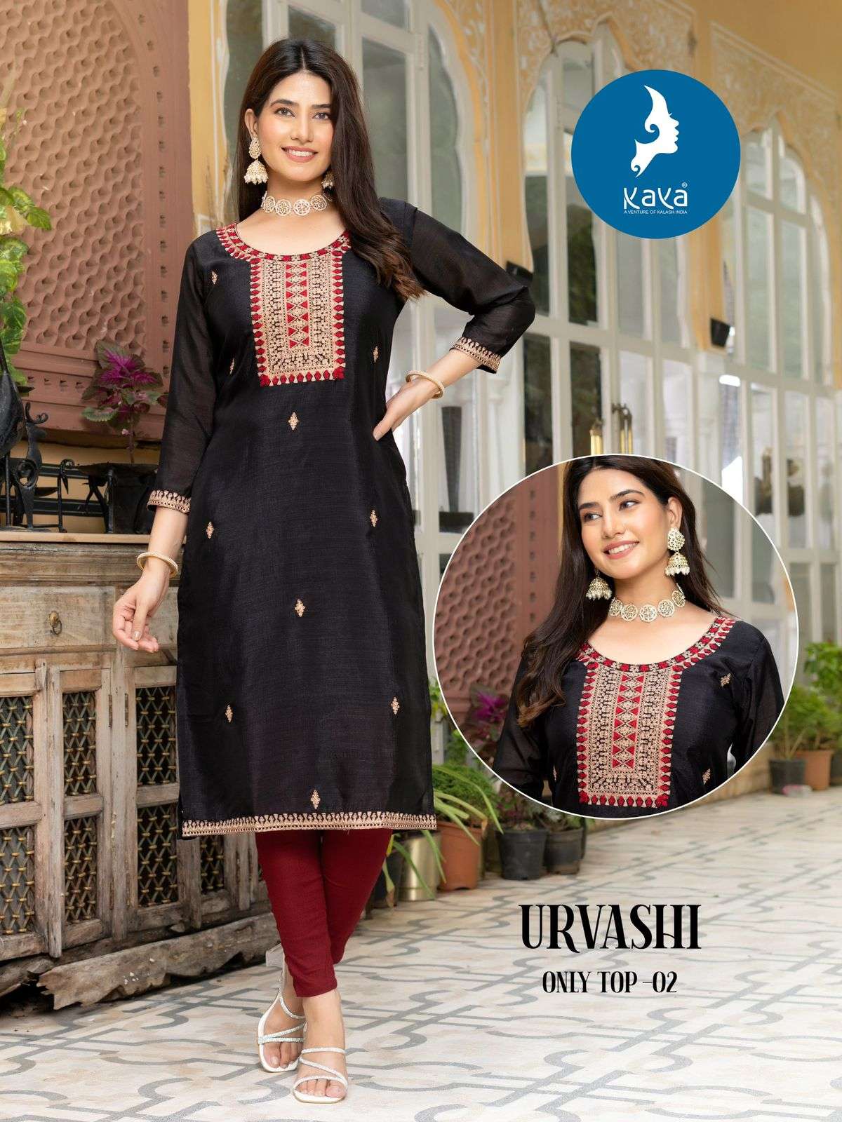 KAYA URVASHI SILK WITH FANCY WORK LADIES KURTI