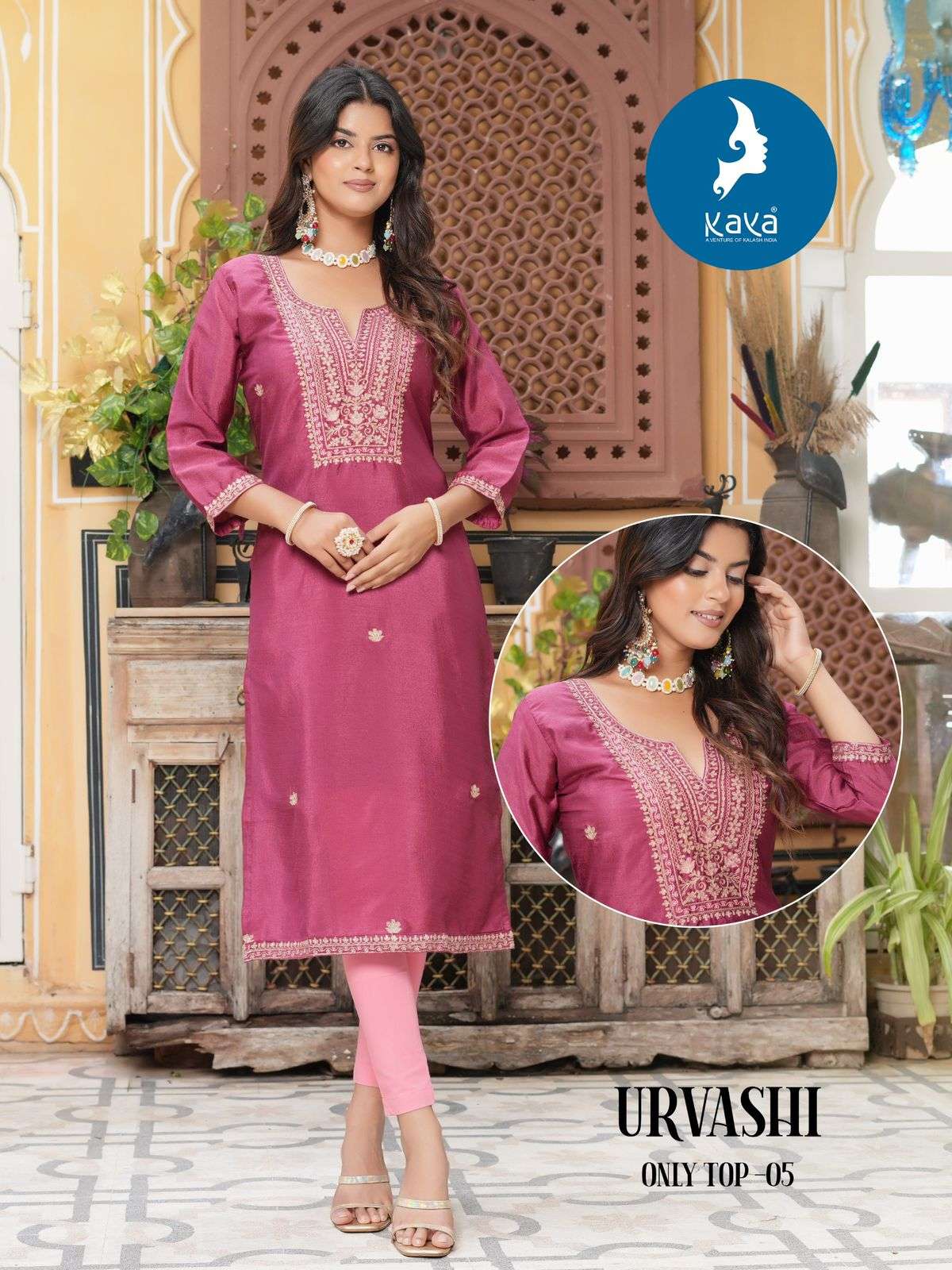 KAYA URVASHI SILK WITH FANCY WORK LADIES KURTI