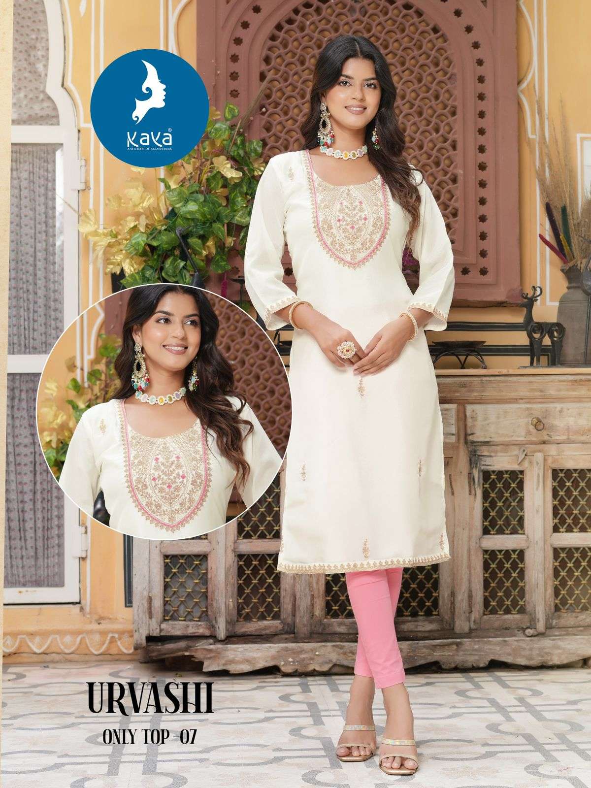 KAYA URVASHI SILK WITH FANCY WORK LADIES KURTI