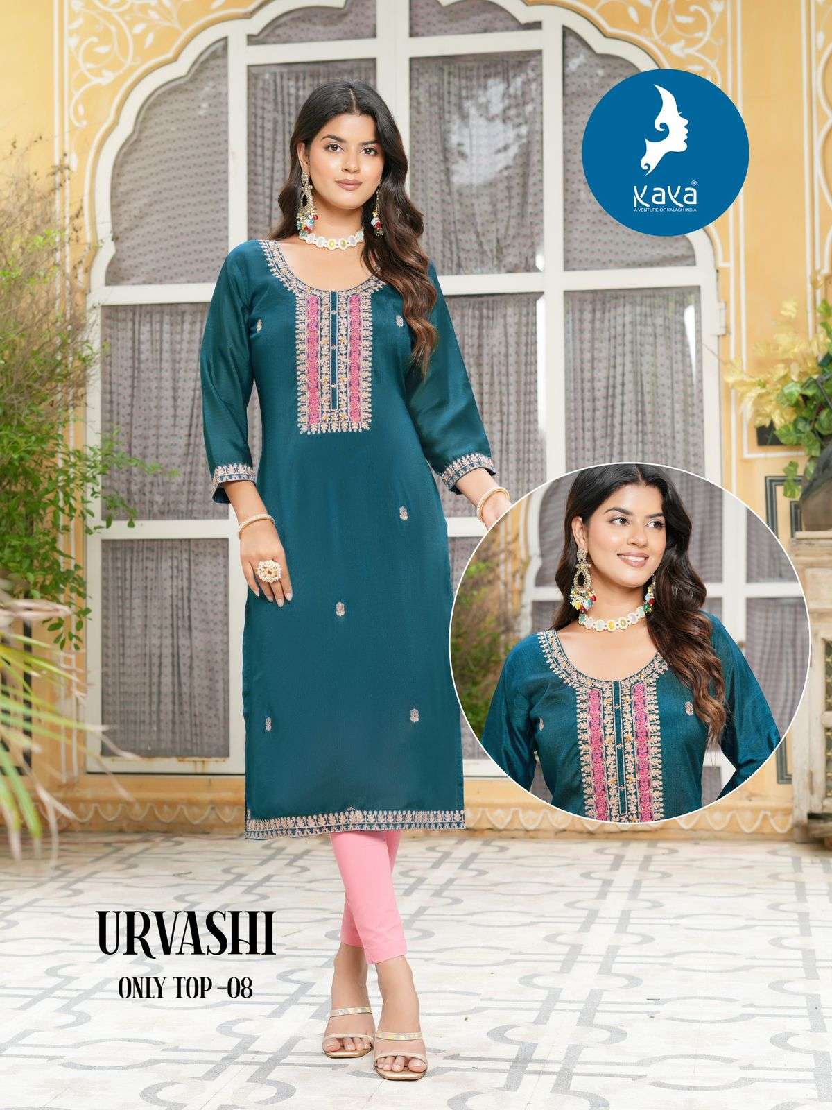KAYA URVASHI SILK WITH FANCY WORK LADIES KURTI