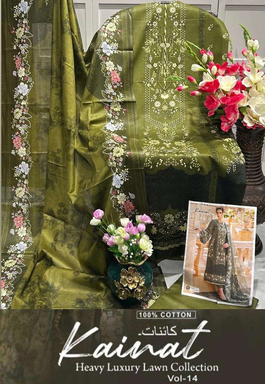  KEVAL FAB KAINAT VOL 14 LAWN COTTON DIGITAL PRINT SUIT