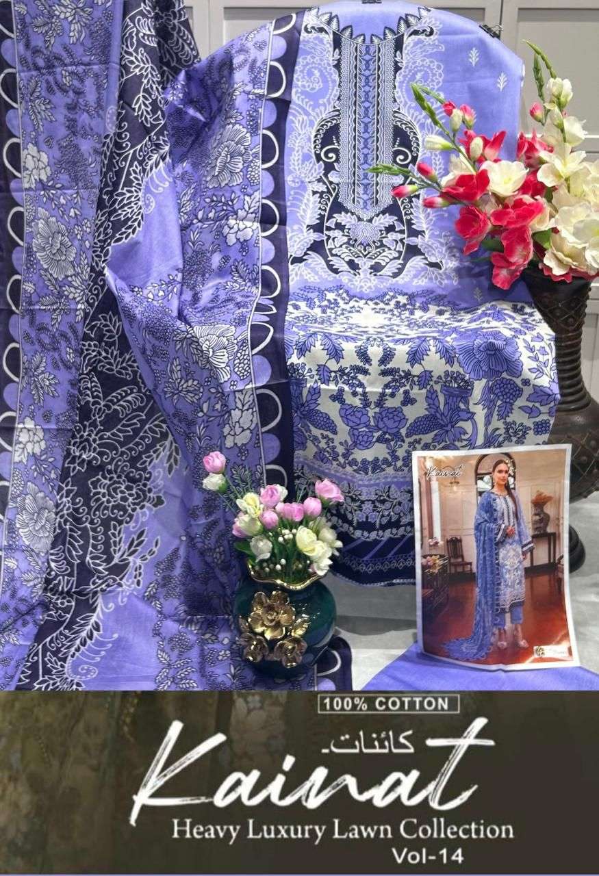  KEVAL FAB KAINAT VOL 14 LAWN COTTON DIGITAL PRINT SUIT