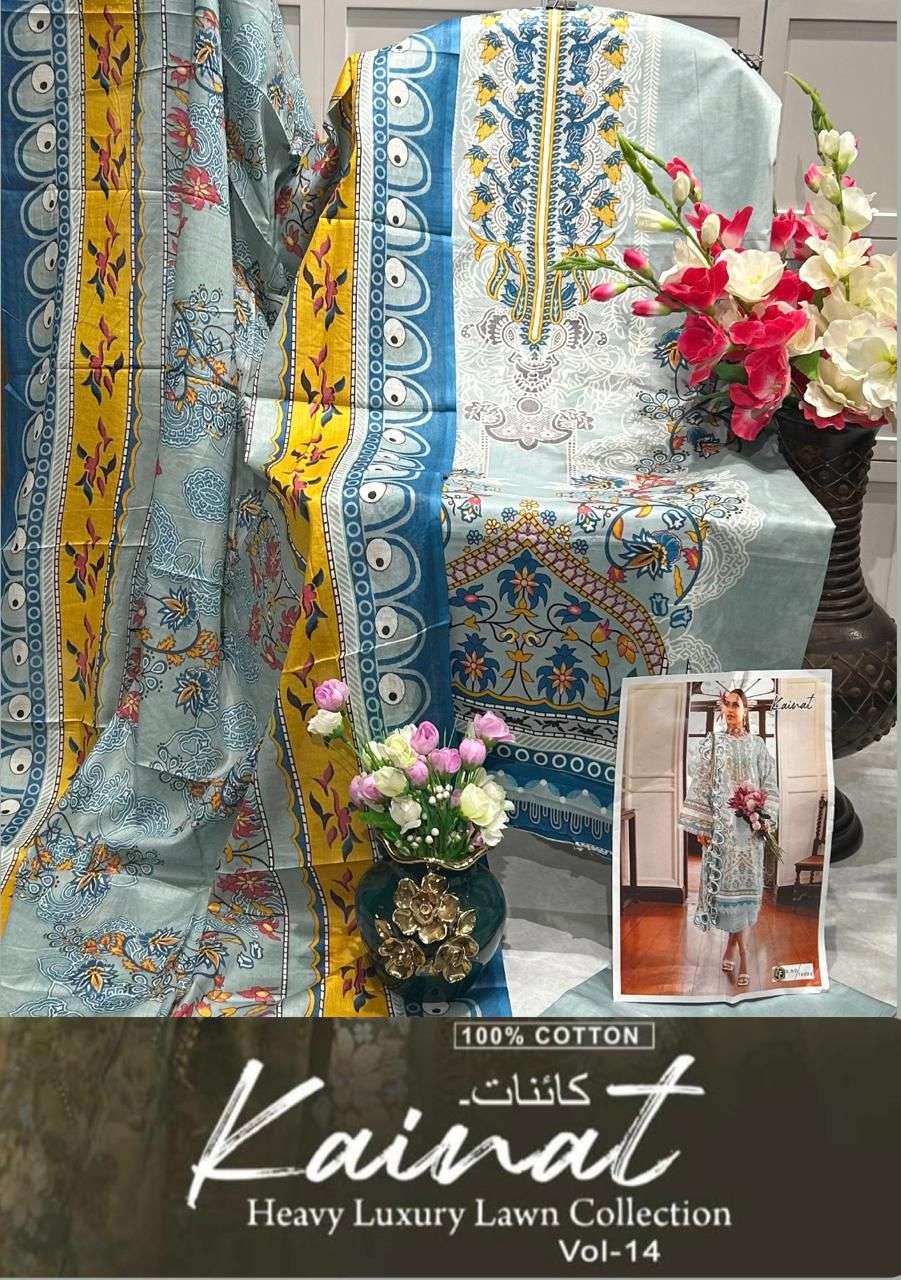  KEVAL FAB KAINAT VOL 14 LAWN COTTON DIGITAL PRINT SUIT