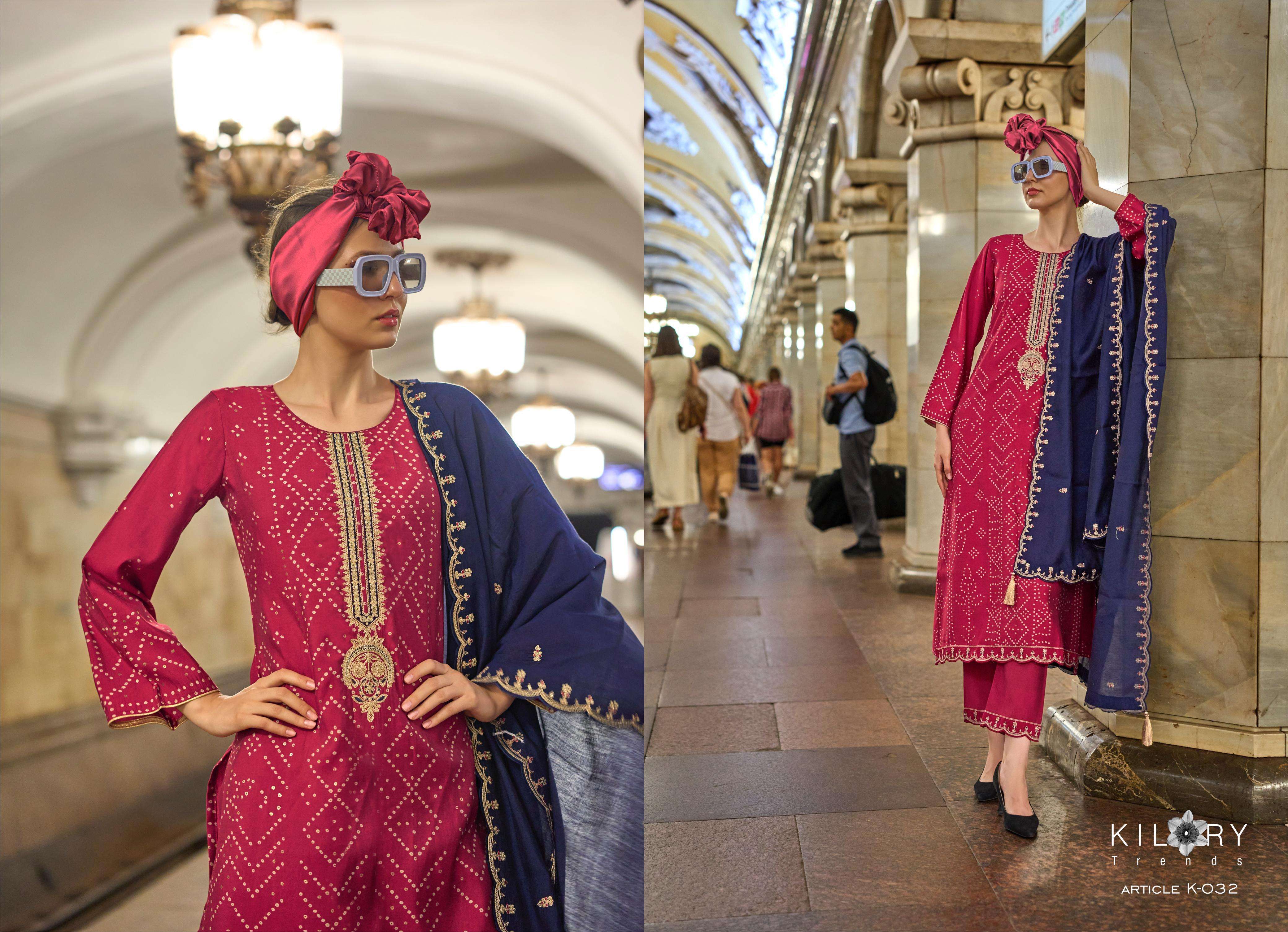 KILORY TRENDZ SILK OF BANDHEJ VOL 3 VISCOSE EMBROIDERY WORK SUIT