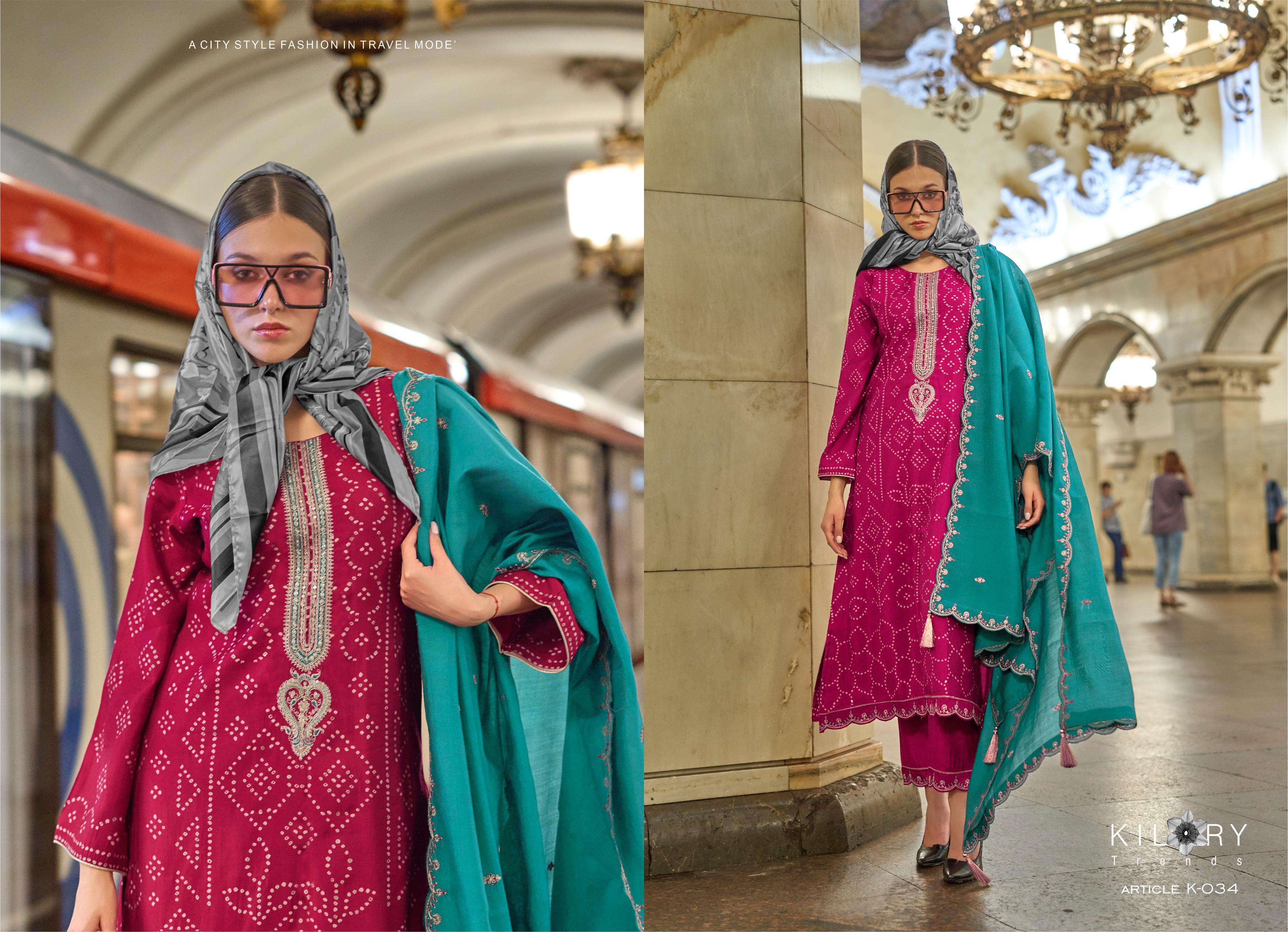 KILORY TRENDZ SILK OF BANDHEJ VOL 3 VISCOSE EMBROIDERY WORK SUIT