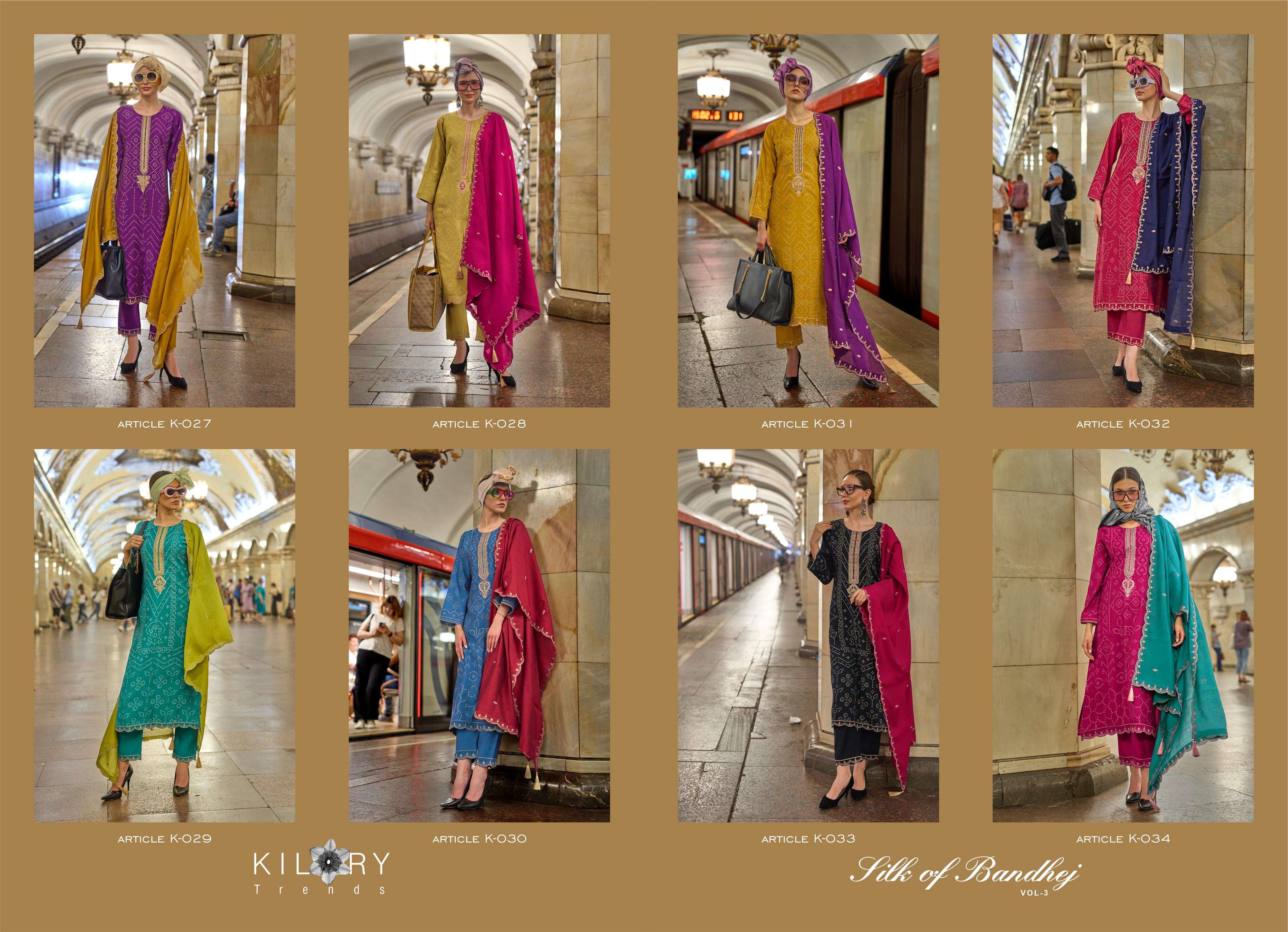 KILORY TRENDZ SILK OF BANDHEJ VOL 3 VISCOSE EMBROIDERY WORK SUIT