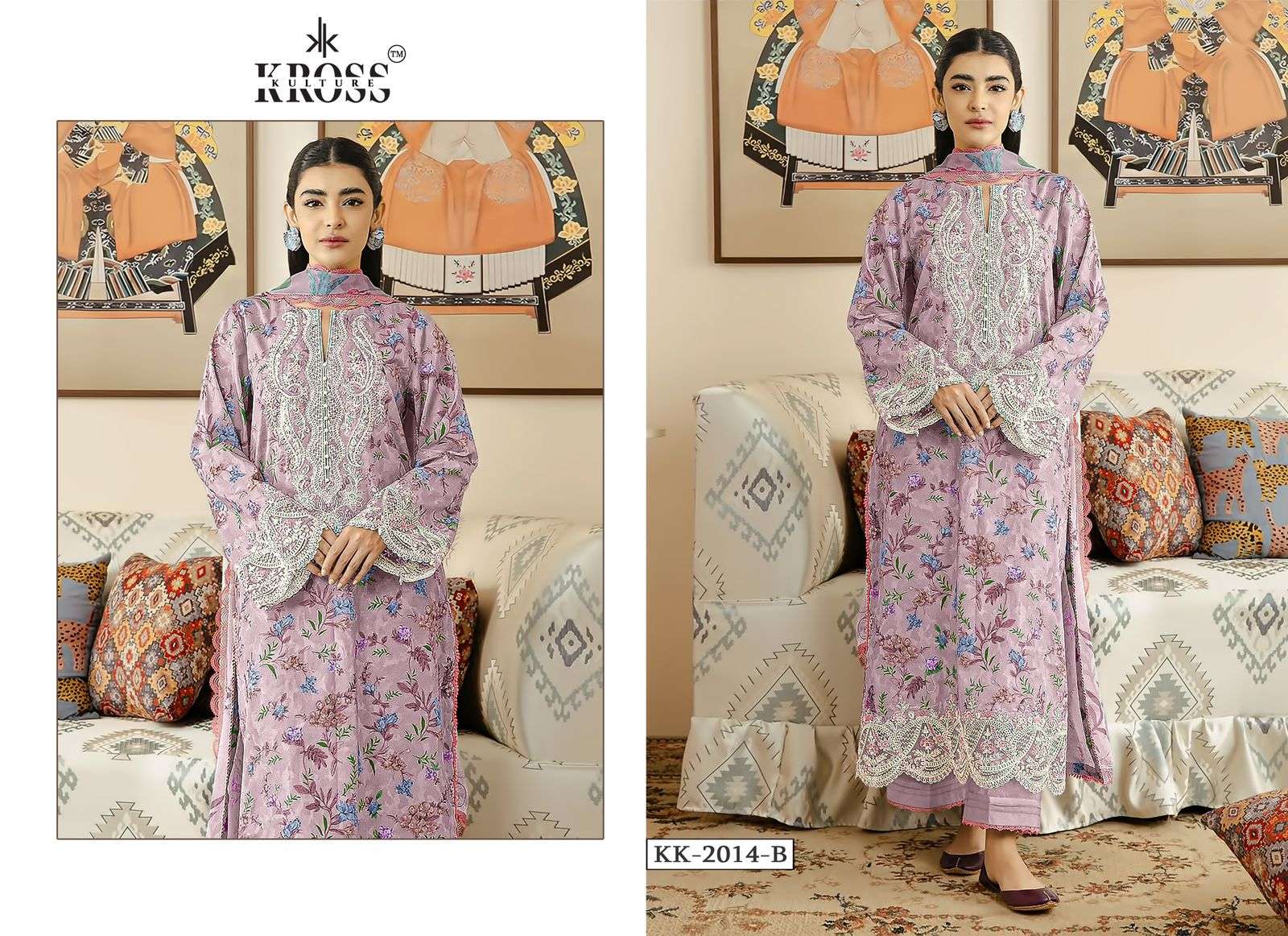 KROSS KULTURE  KK 2014  COTTON PATCH EMBROIDERY SALWAR KAMEEZ 