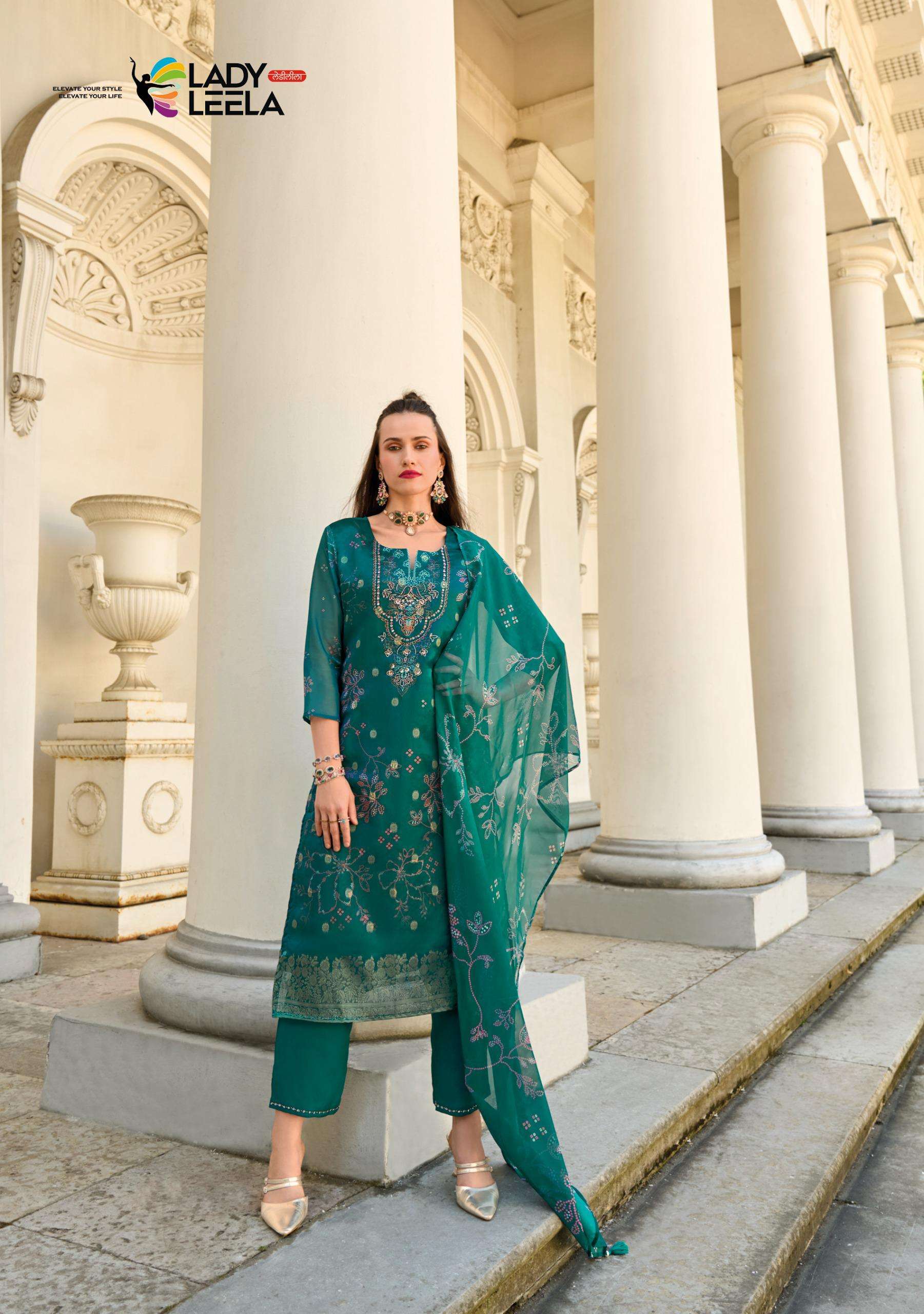 LADY LEELA QURBAT VISCOSE FANCY WORKS KURTI COMBO SET 